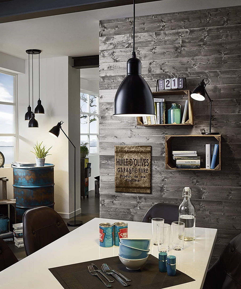 EGLO Stehlampe Priddy – Vintage Standleuchte im Industrial Design, Schwarz & Weiß