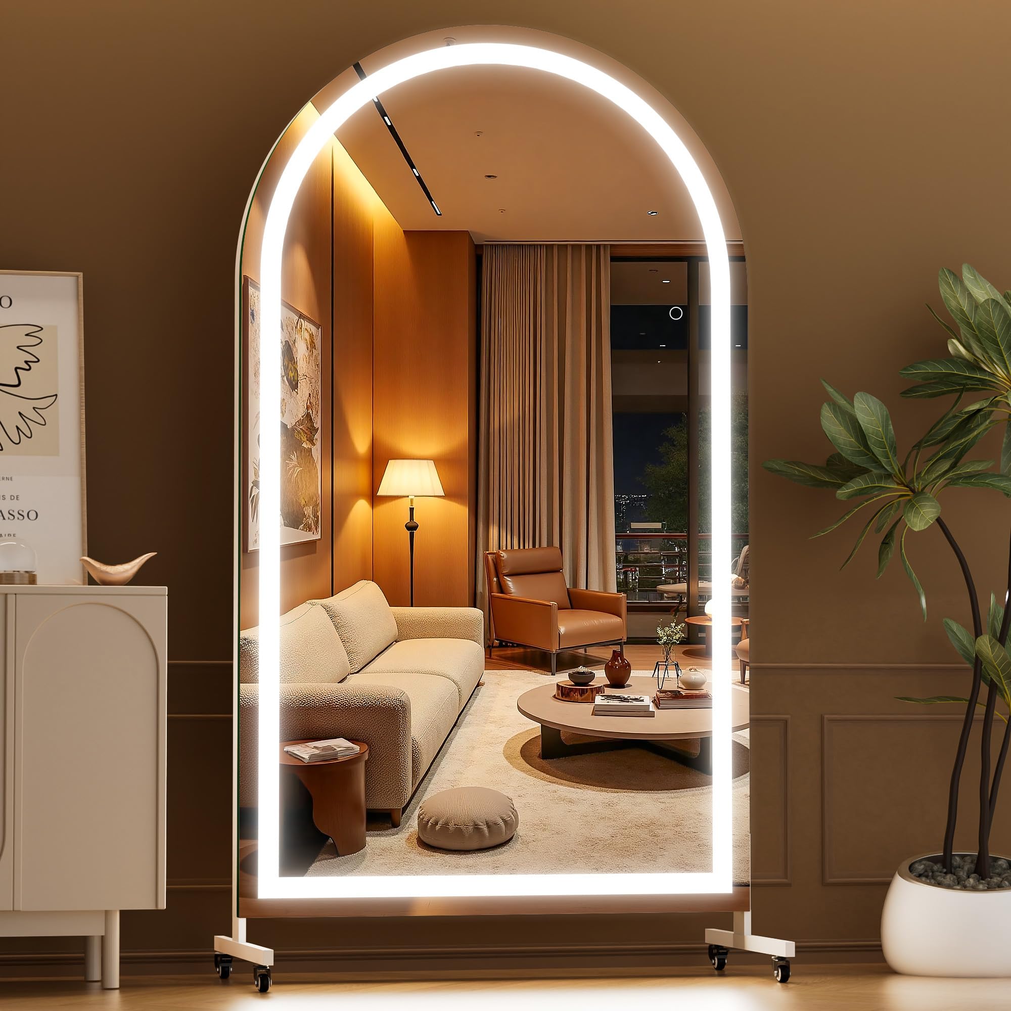 LED Ganzkörperspiegel 170x100 cm mit Beleuchtung – 360° drehbarer Standspiegel
