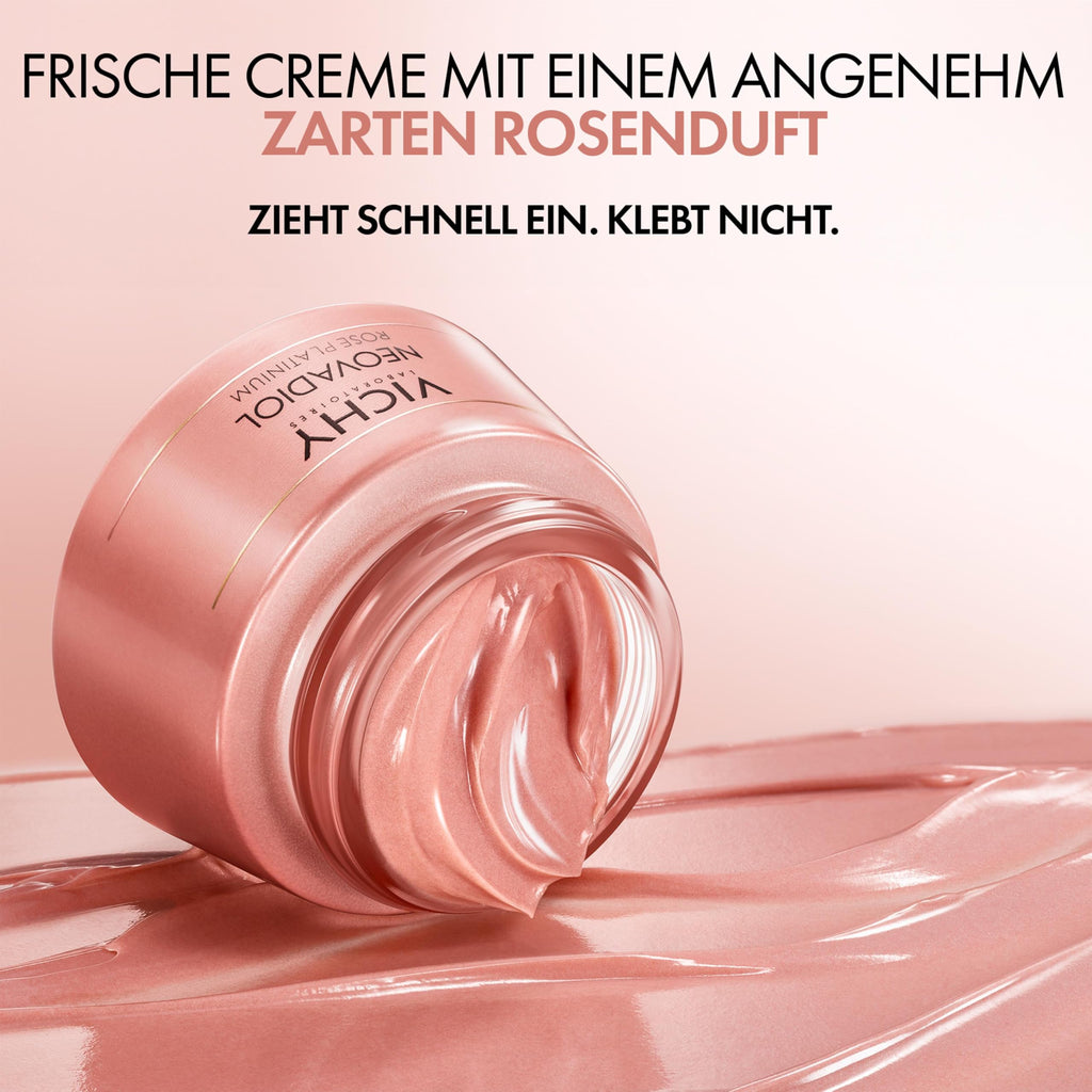 VICHY Rosé Platinium Tagespflege – revitalisierende Anti-Aging Creme für sehr reife & trockene Haut, 50 ml