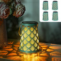 Solar Gartenlaterne 4er Set Vintage – Kiefernmuster, IP65, LED, Patina Grüngold