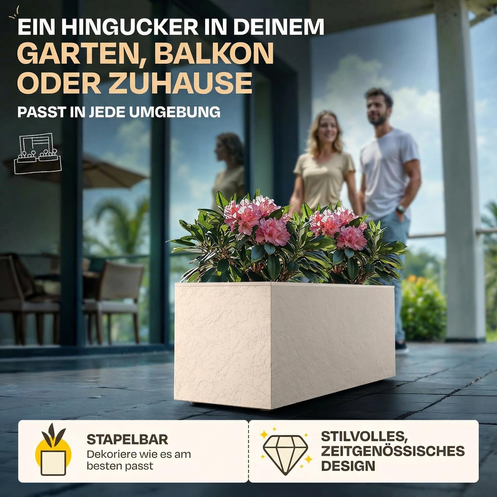 Moderner Pflanzkübel 50L für Balkon & Garten – Stilvoll & wetterfest