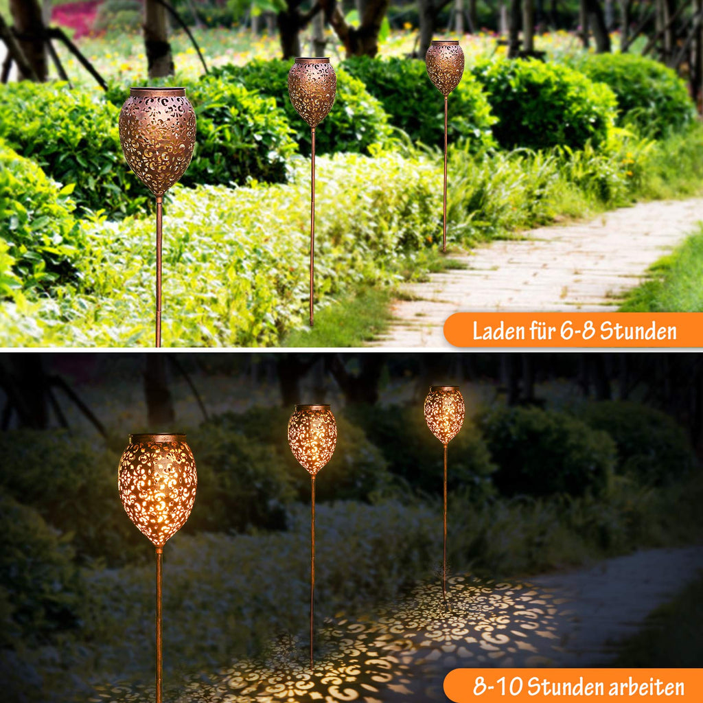 JOYCREATOR Solar Laternen Set 2 Stück – LED Gartenlampen warmweiß IP65 Terrasse Balkon Deko