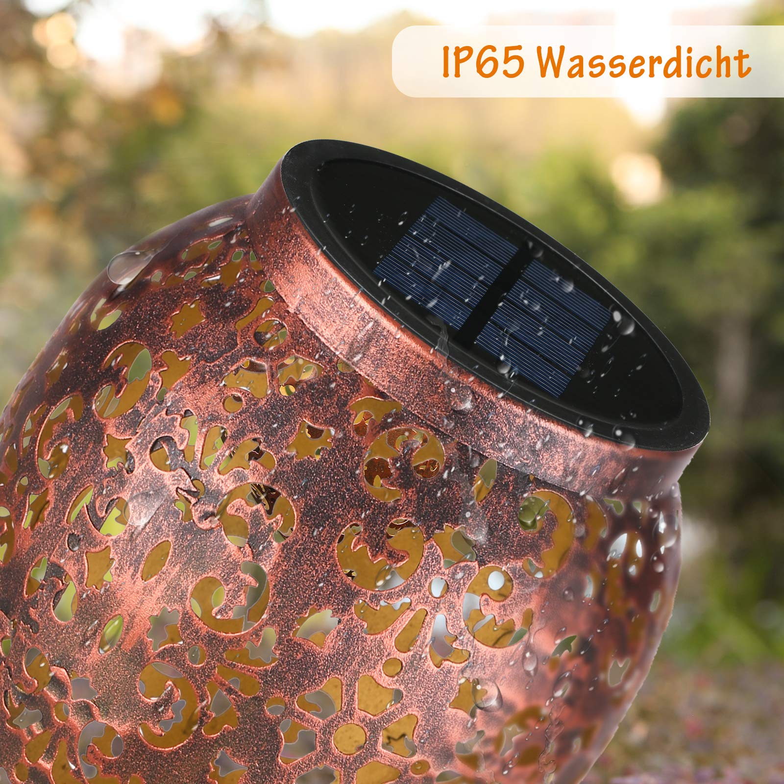JOYCREATOR Solar Laternen Set 2 Stück – LED Gartenlampen warmweiß IP65 Terrasse Balkon Deko