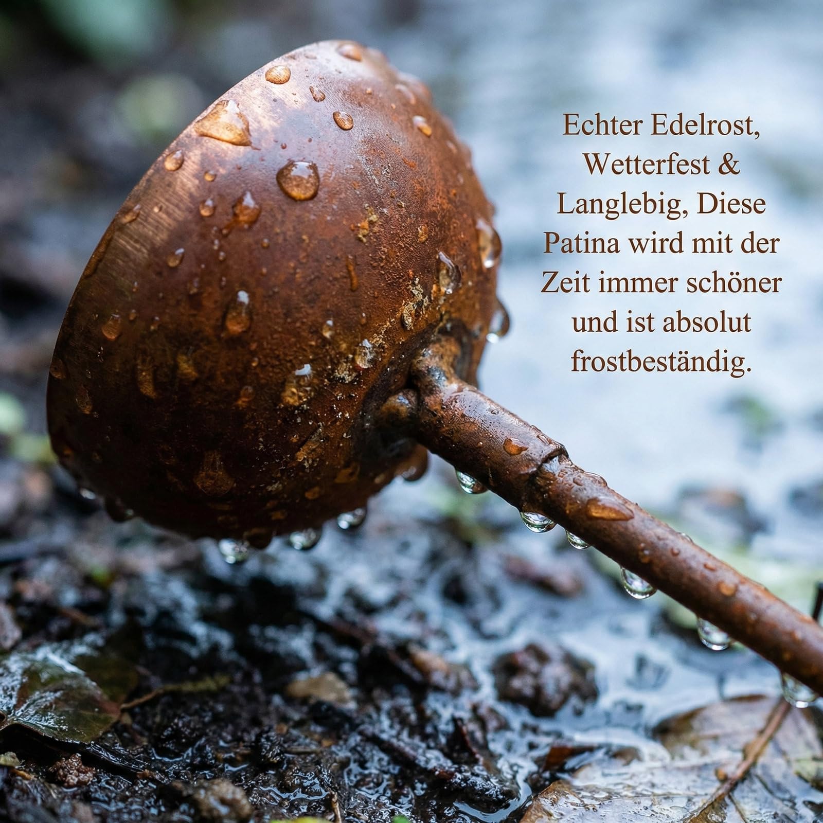 Regenfänger Gartenstecker Naturrost 60 cm – Insektentränke Metall Beetstecker