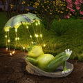 Solar Frosch Gartendeko mit Schirm Figur wasserdicht LED Garten Geschenk