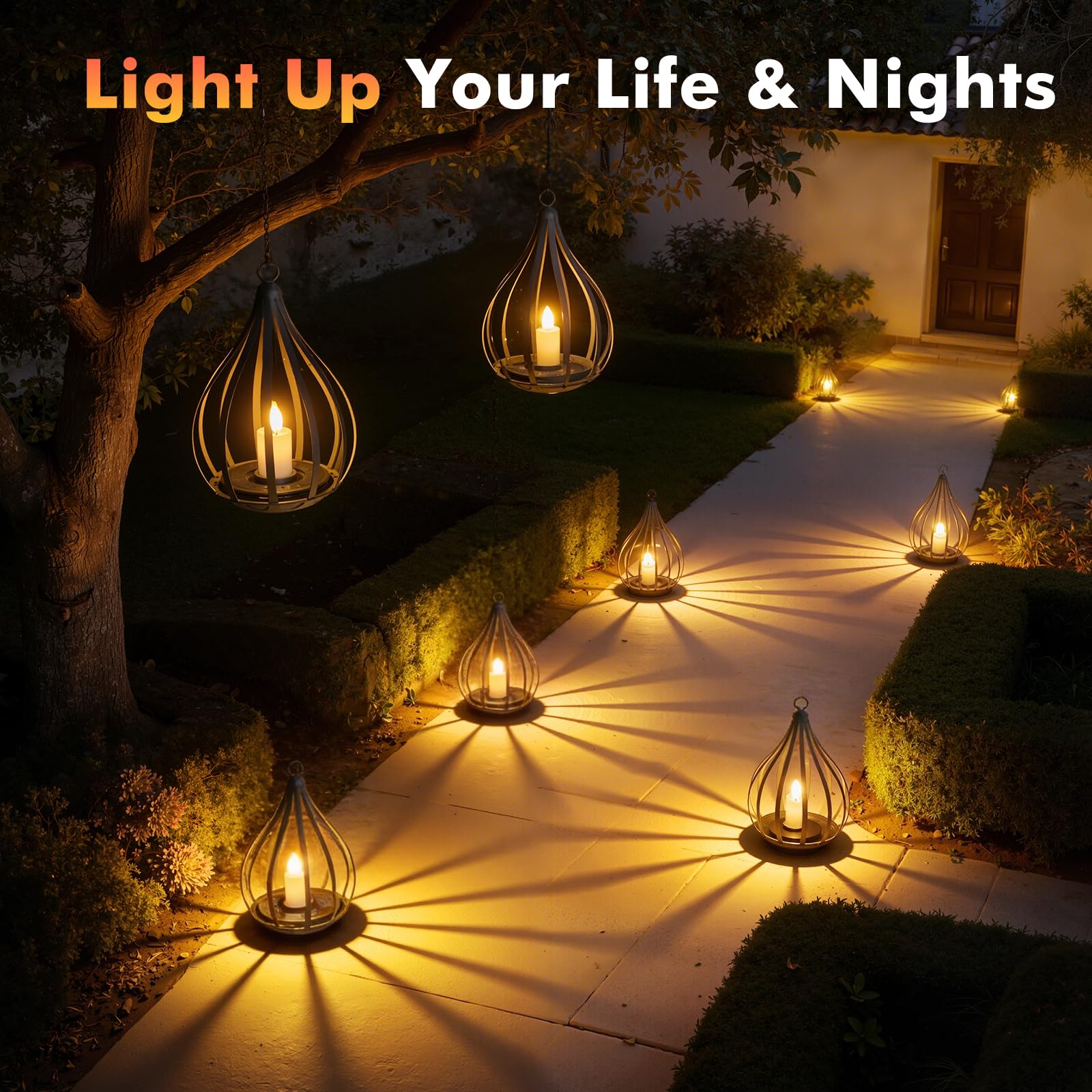 KagoLing LED Solar Laterne mit Flammeneffekt – Warmweiß, IP44, für Garten, Balkon & Terrasse