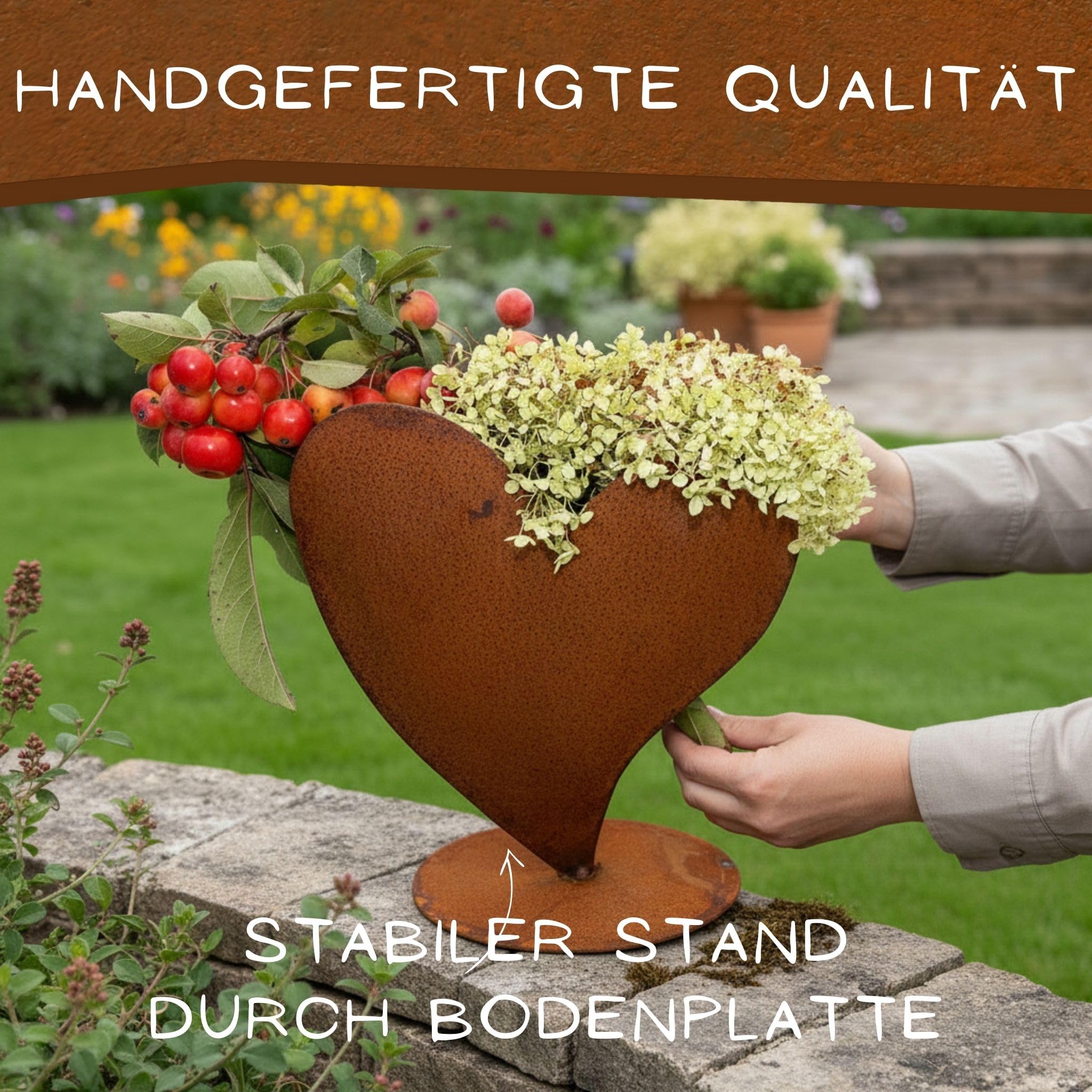 Rostikal Pflanzherz Edelrost 32 cm – Cortenstahl Herz Gartendeko wetterfest