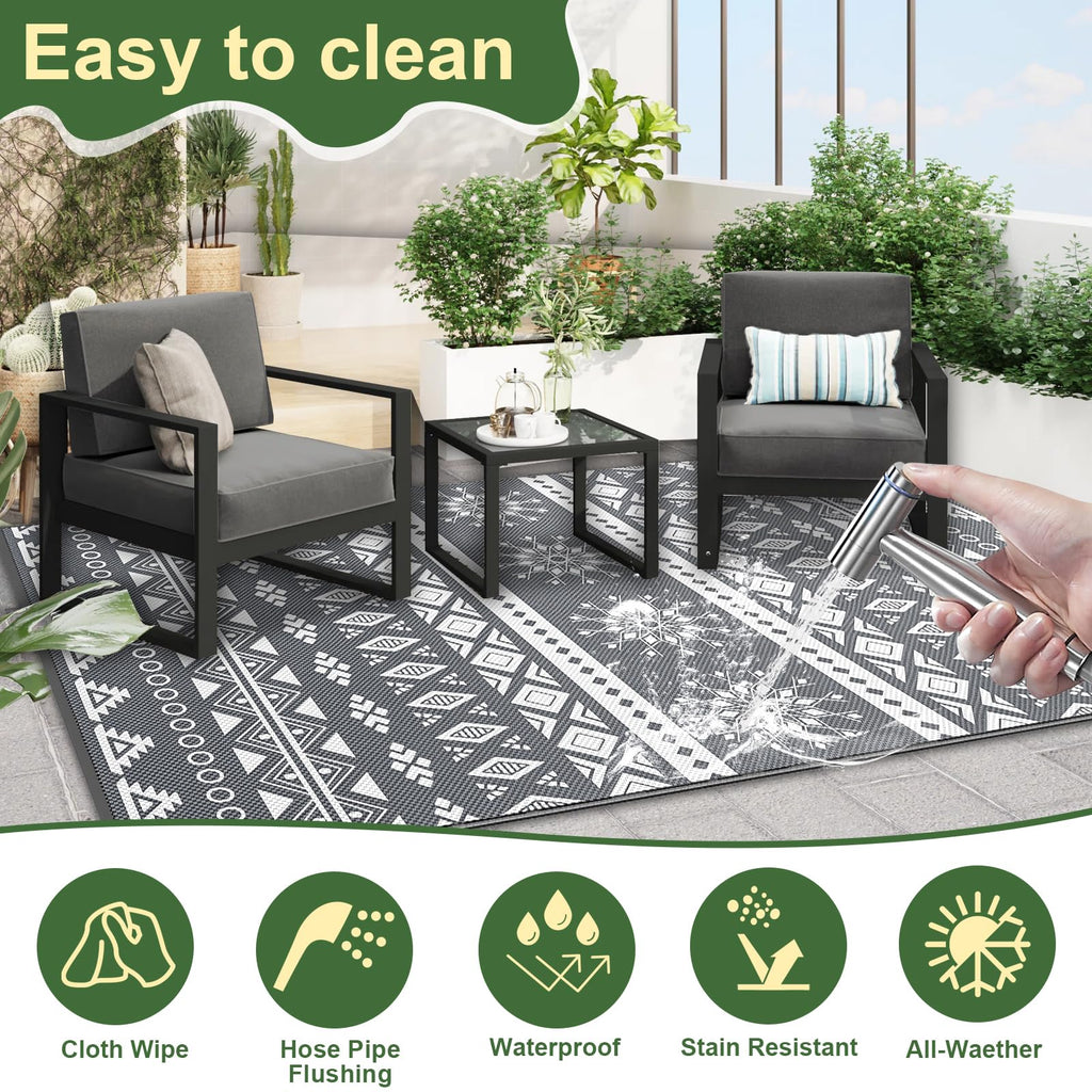 Outdoor Teppich Wendbar – Wetterfest für Balkon, Terrasse & Camping