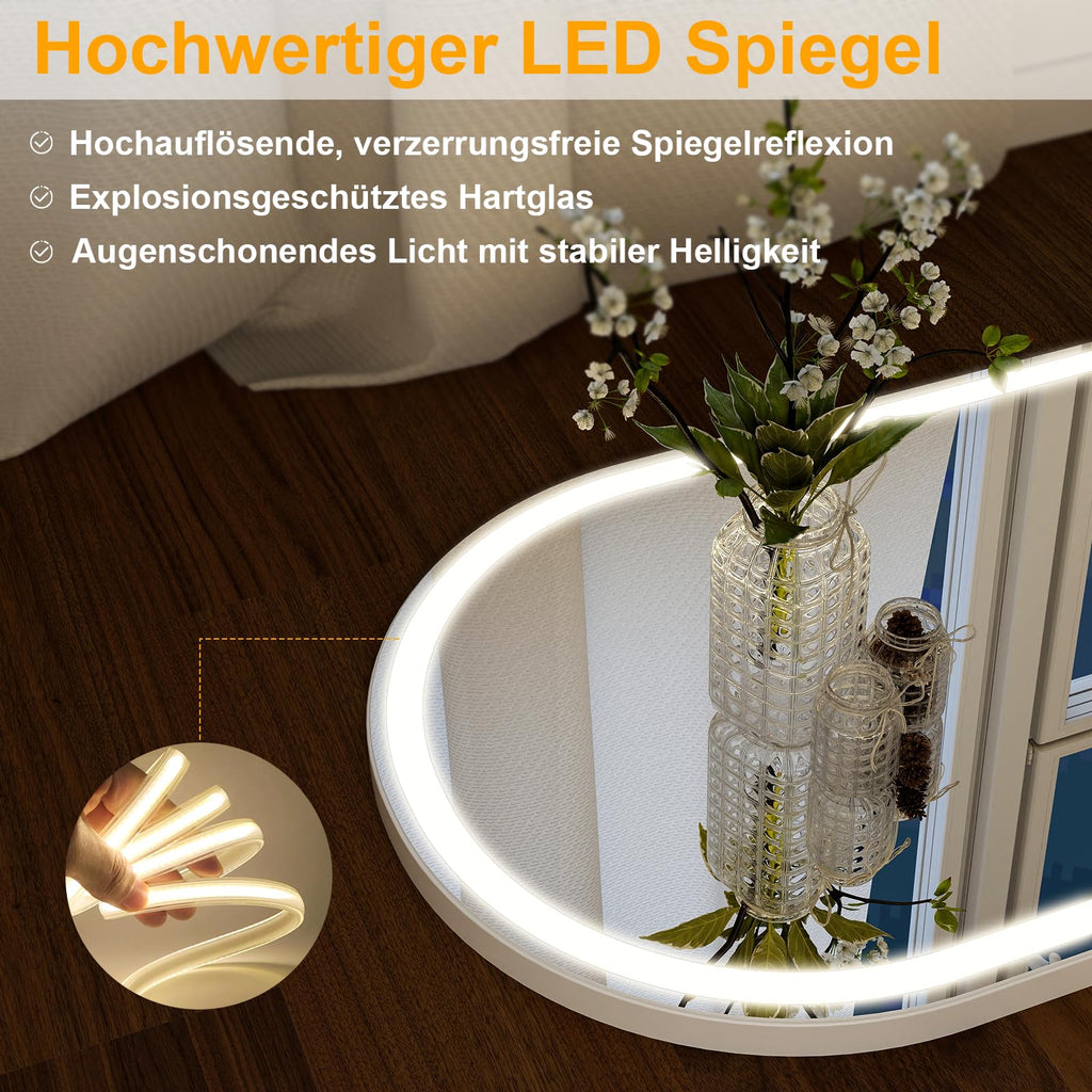 LED Ganzkörperspiegel mit Licht 141x50cm – Moderner Bogen Spiegel für Schlafzimmer
