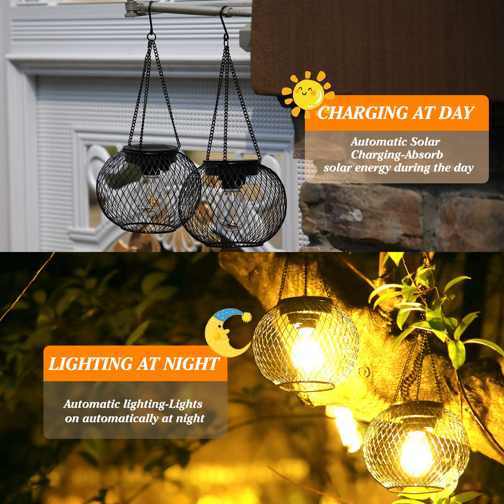 KagoLing Solar Laterne Hängend 2er Set – LED Solarlampen für Garten, Balkon & Terrasse