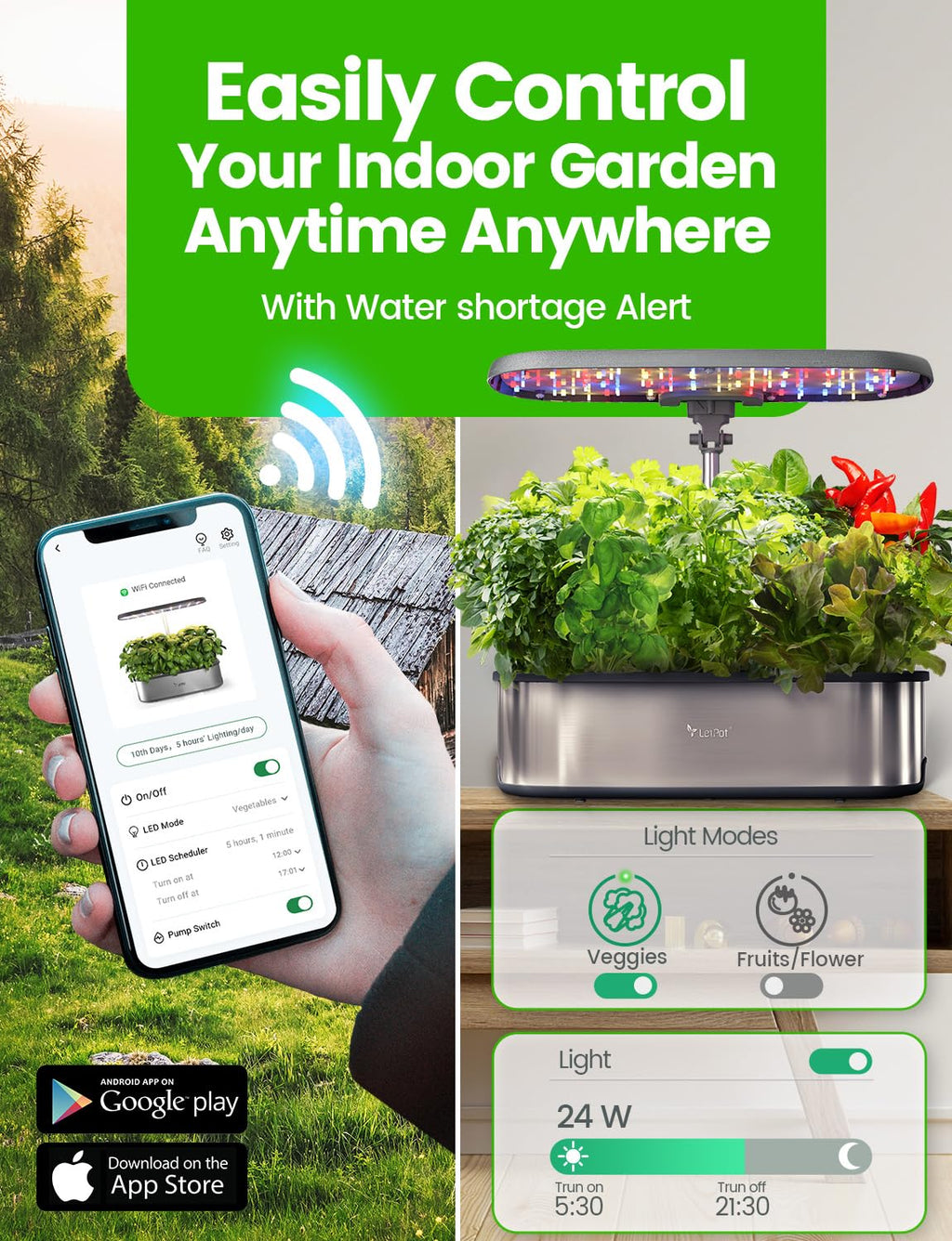 LETPOT LPH-SE WiFi Hydroponik System – Smart Herb Garden, 12 Hülsen
