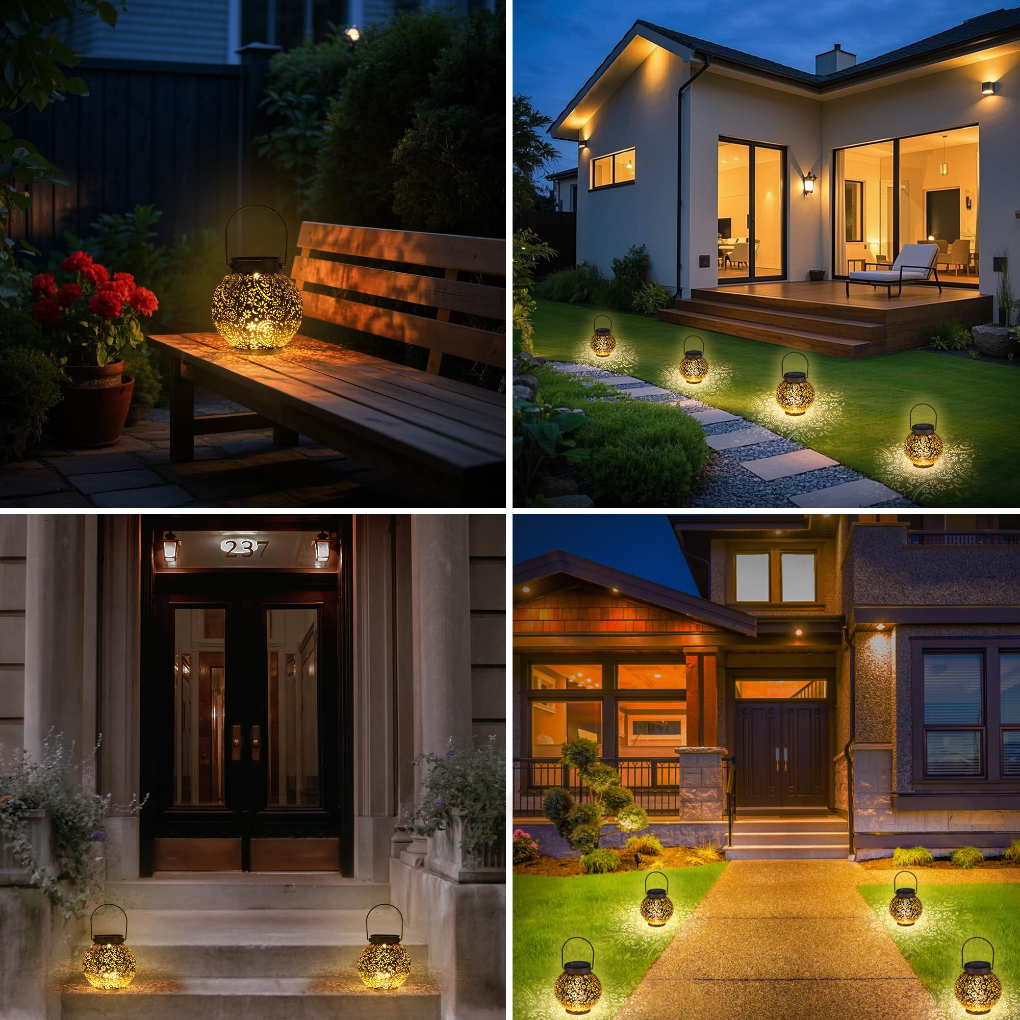 Solar Laternen Set 2 Stück – LED Hängelampen Garten Balkon IP65 Vintage Outdoor Deko