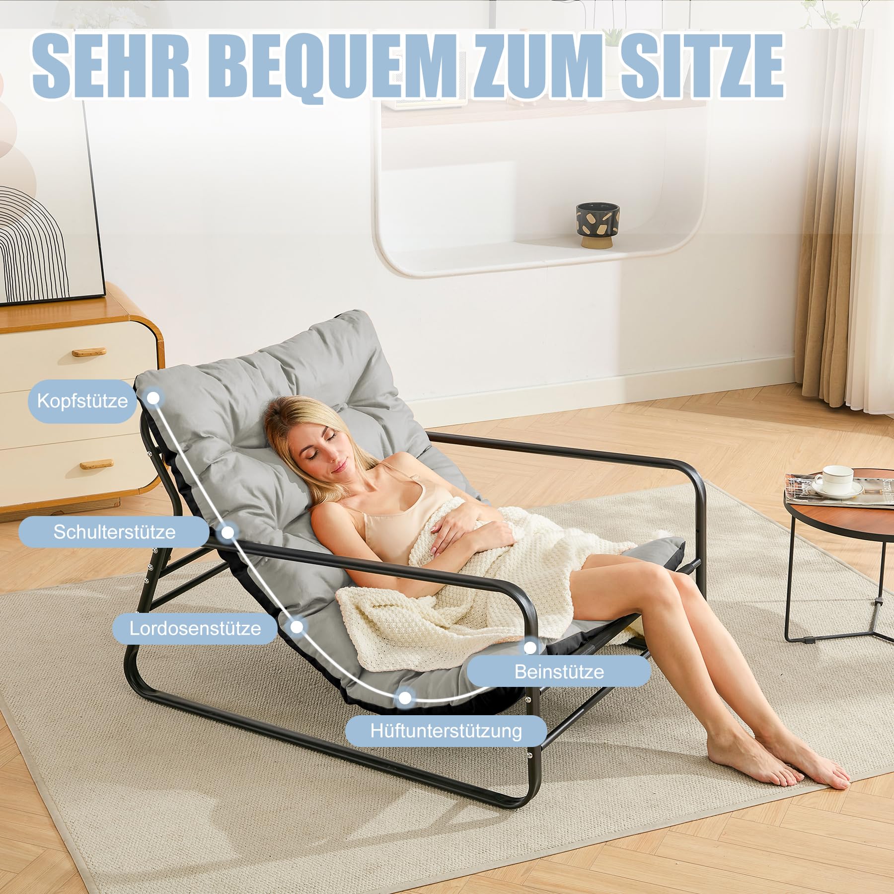 Gartenliege mit Polster – Bequemer Relaxsessel für Balkon, Terrasse & Garten