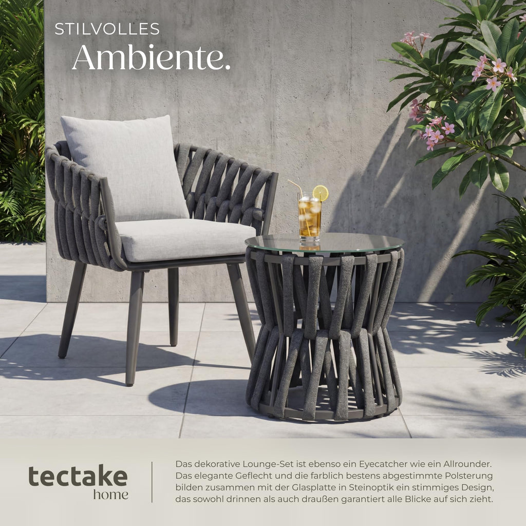 Modernes Gartenmöbel Set mit Rope Design – Aluminium Lounge Set mit Tisch & Polstern