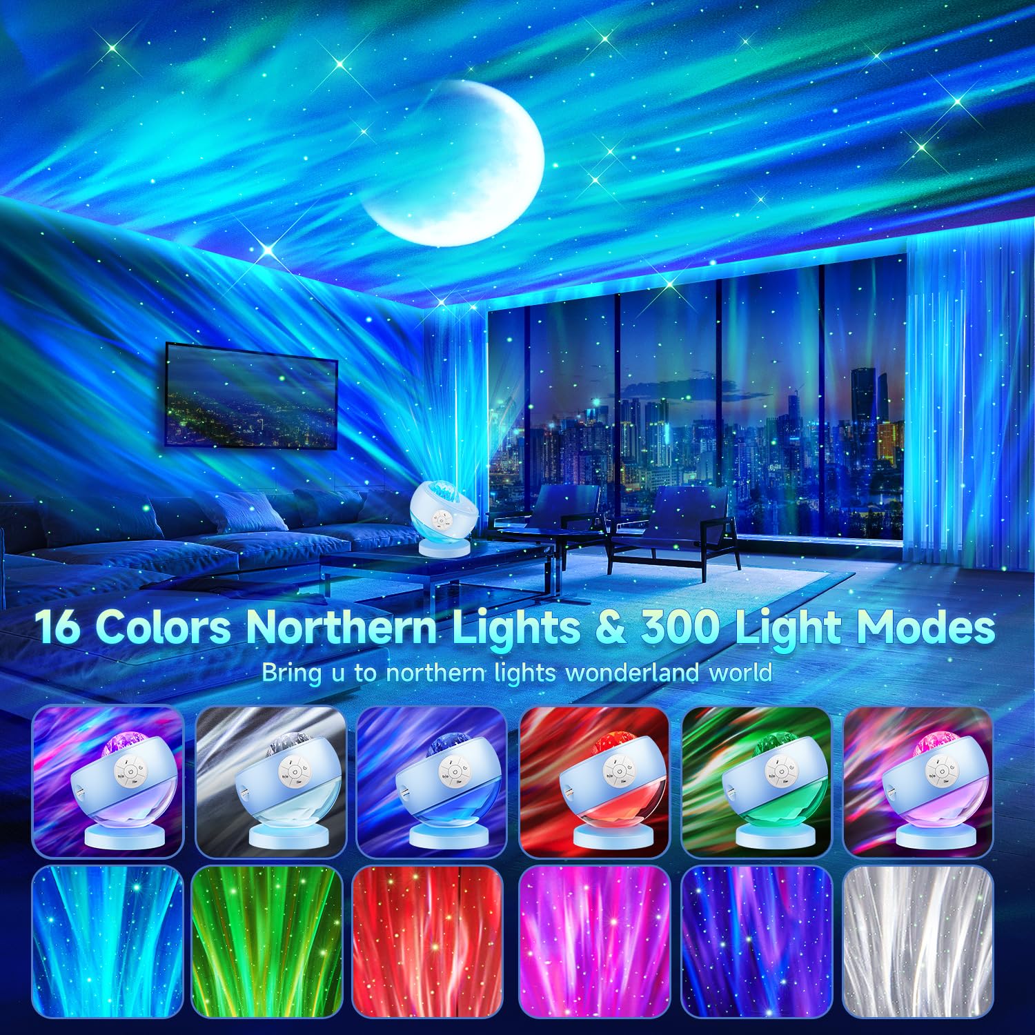 One Fire Sternenhimmel Projektor – Galaxy Lampe mit 300 Lichtmodi & Nordlicht Effekt