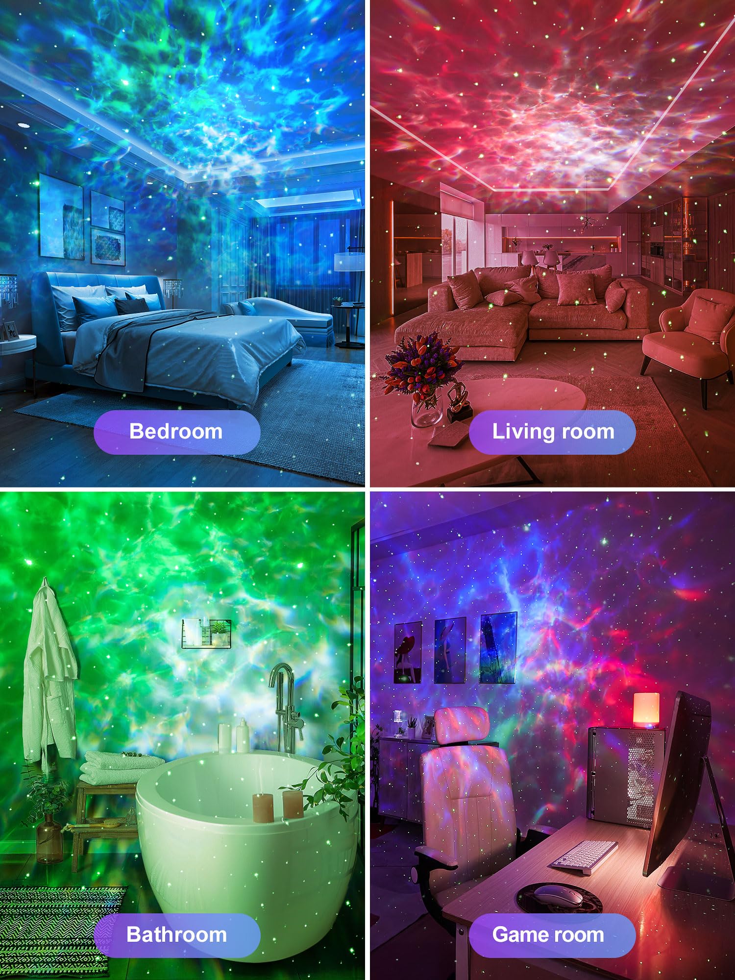 One Fire Sternenhimmel Projektor – LED Galaxy Nachtlicht mit 15 Farben & Einschlafmusik