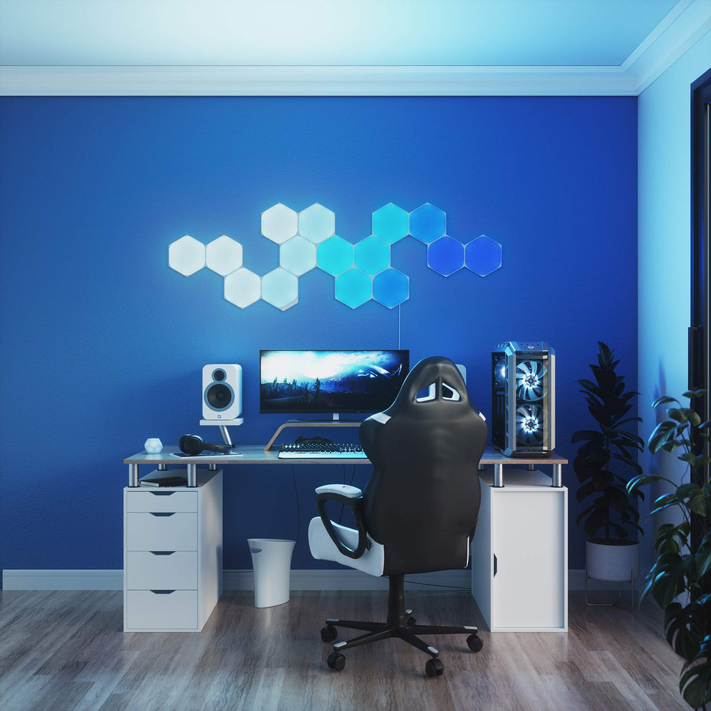 Nanoleaf Shapes Hexagon Starter Kit – Smarte RGBW LED Wandpaneele mit WLAN, 15 Panels