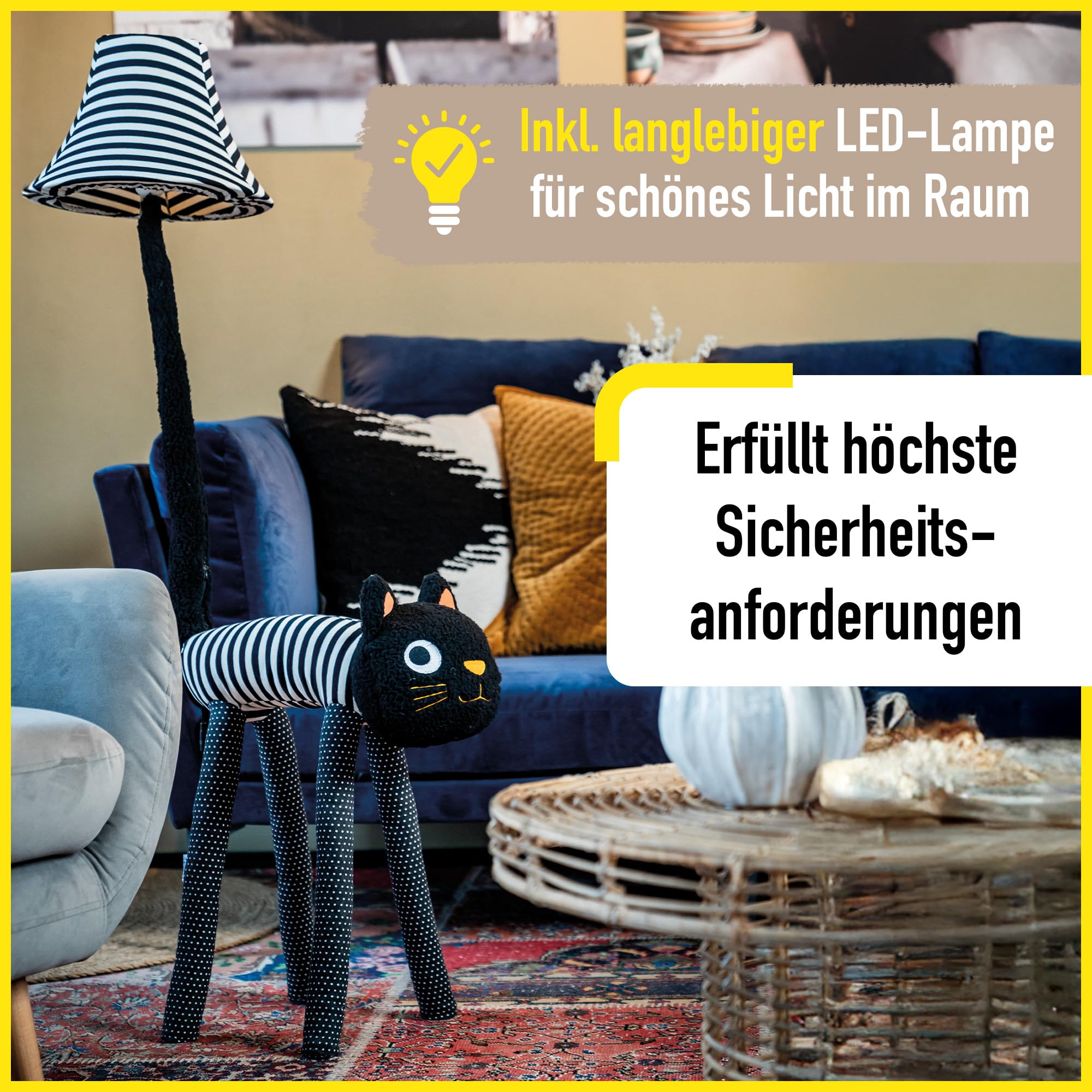 Happy Lamps Luna LED Stehlampe Kinderzimmer | Katze in Handarbeit