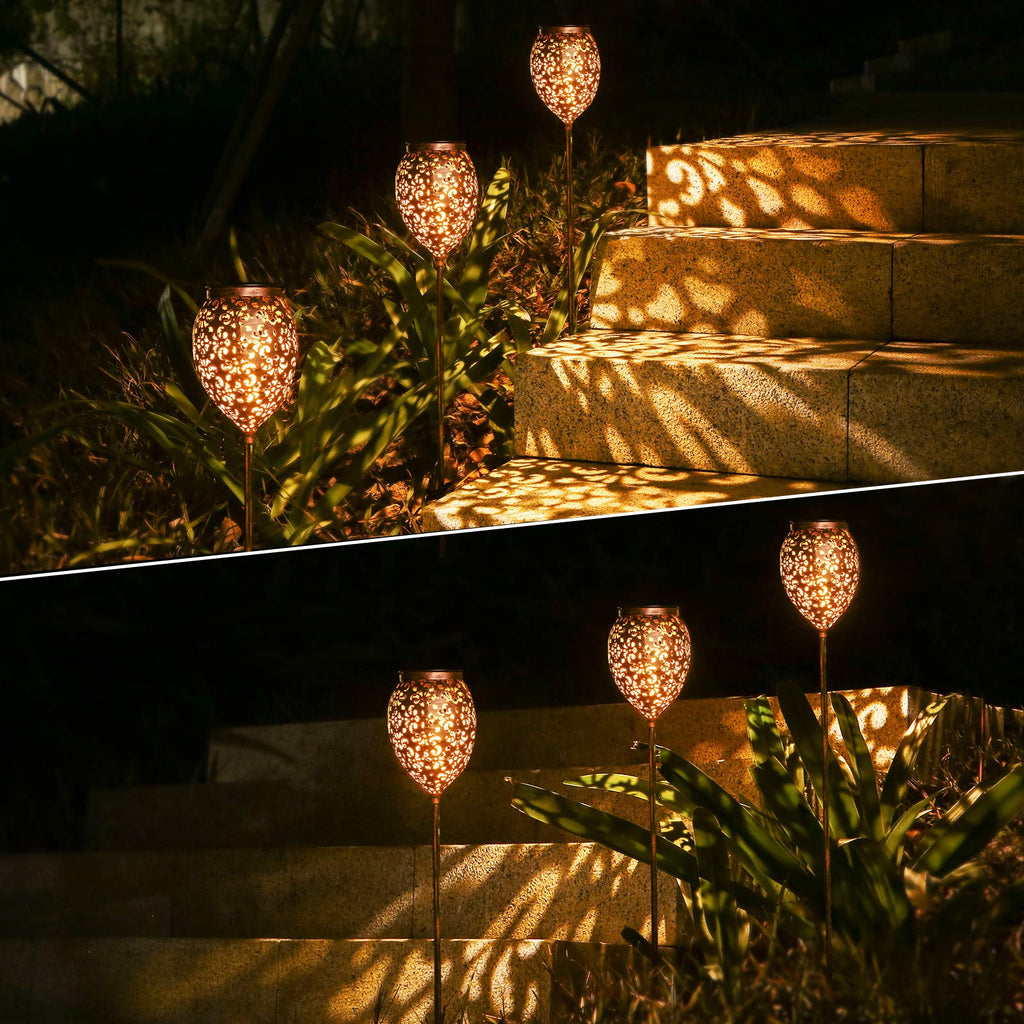 JOYCREATOR Solar Laternen Set 2 Stück – LED Gartenlampen warmweiß IP65 Terrasse Balkon Deko