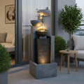 Gartenbrunnen 109 cm LED Wasserfall & Kaskadenwand – Springbrunnen Steinoptik