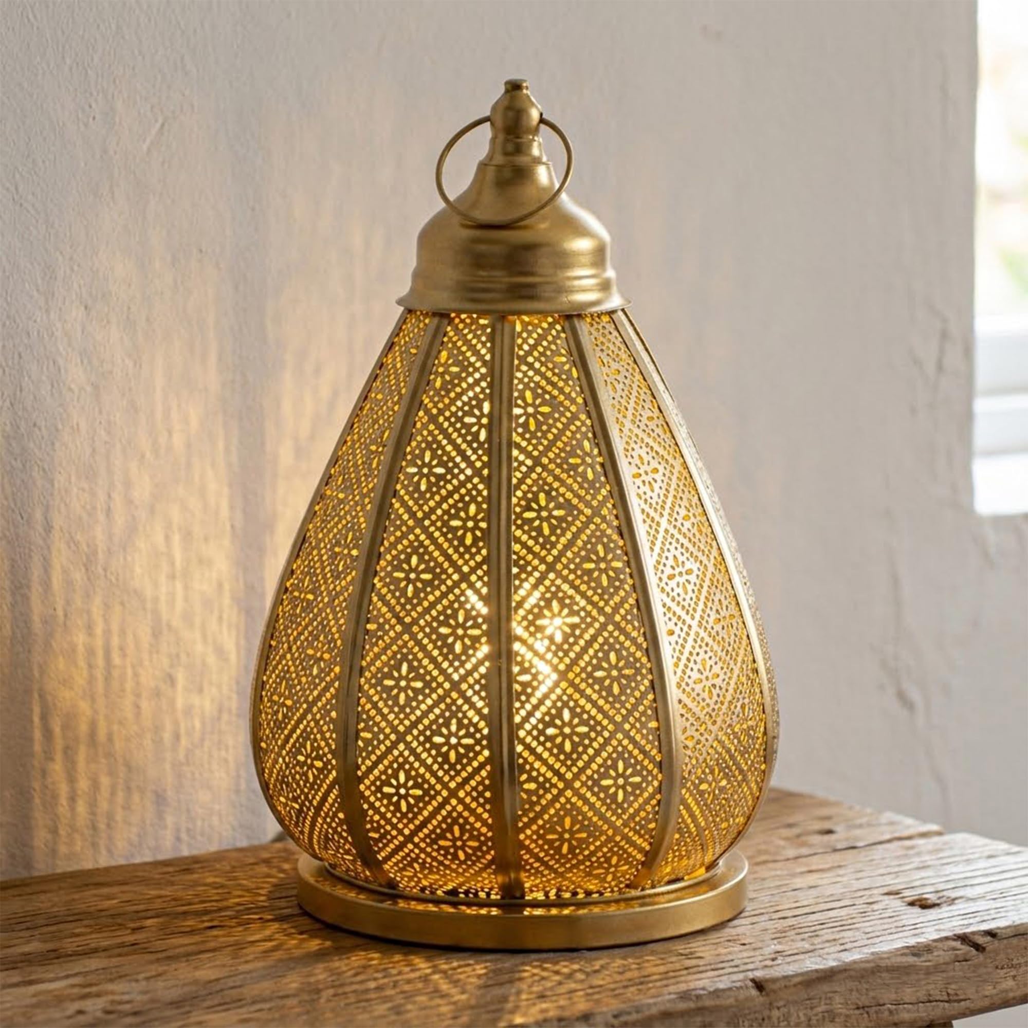 Marokkanische Vintage Metall Lampe – Orientalische Tischlampe für Wohnzimmer, Schlafzimmer & Deko