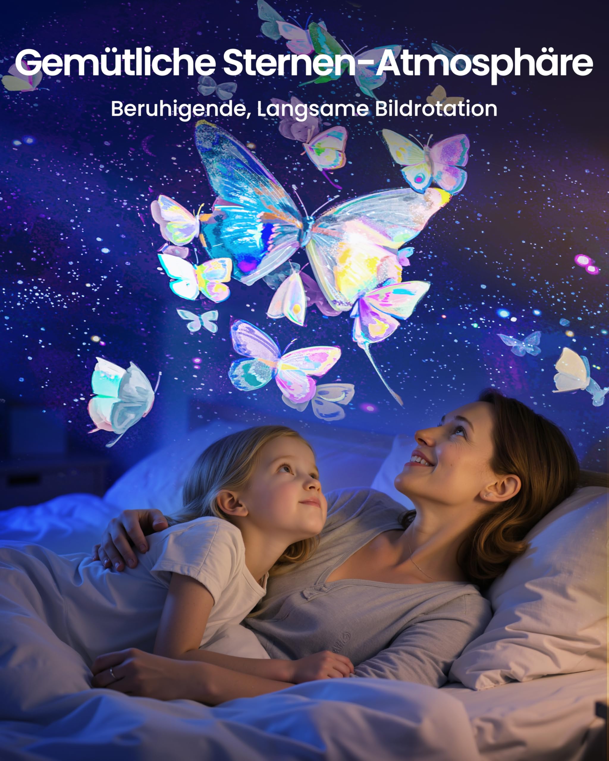 Sternenhimmel Projektor Kinder – Galaxy Nachtlicht Planetarium fürs Schlafzimmer mit 2 Discs