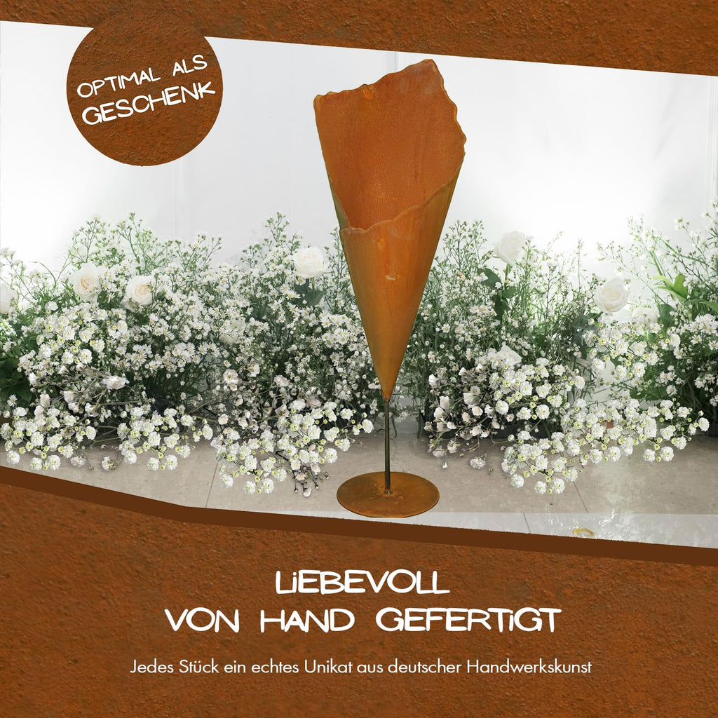 Rostikal Metall Pflanztüte 80 cm – Vintage Rost Gartendeko Pflanzkübel