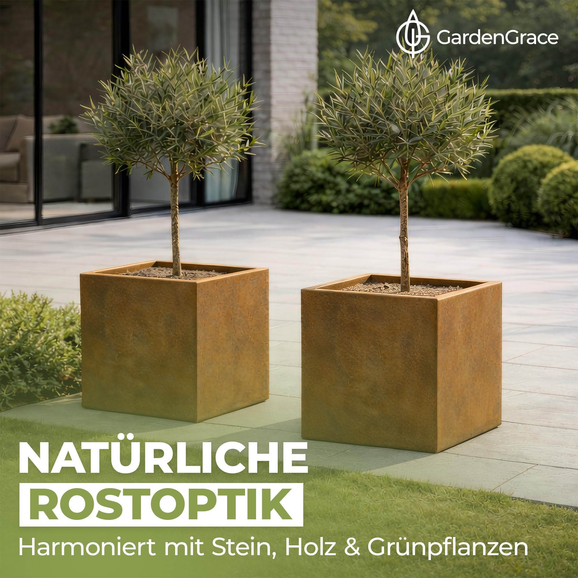 Pflanzkübel Cortenstahl Rostoptik 🧱 Moderner Blumentopf für Garten Balkon Terrasse
