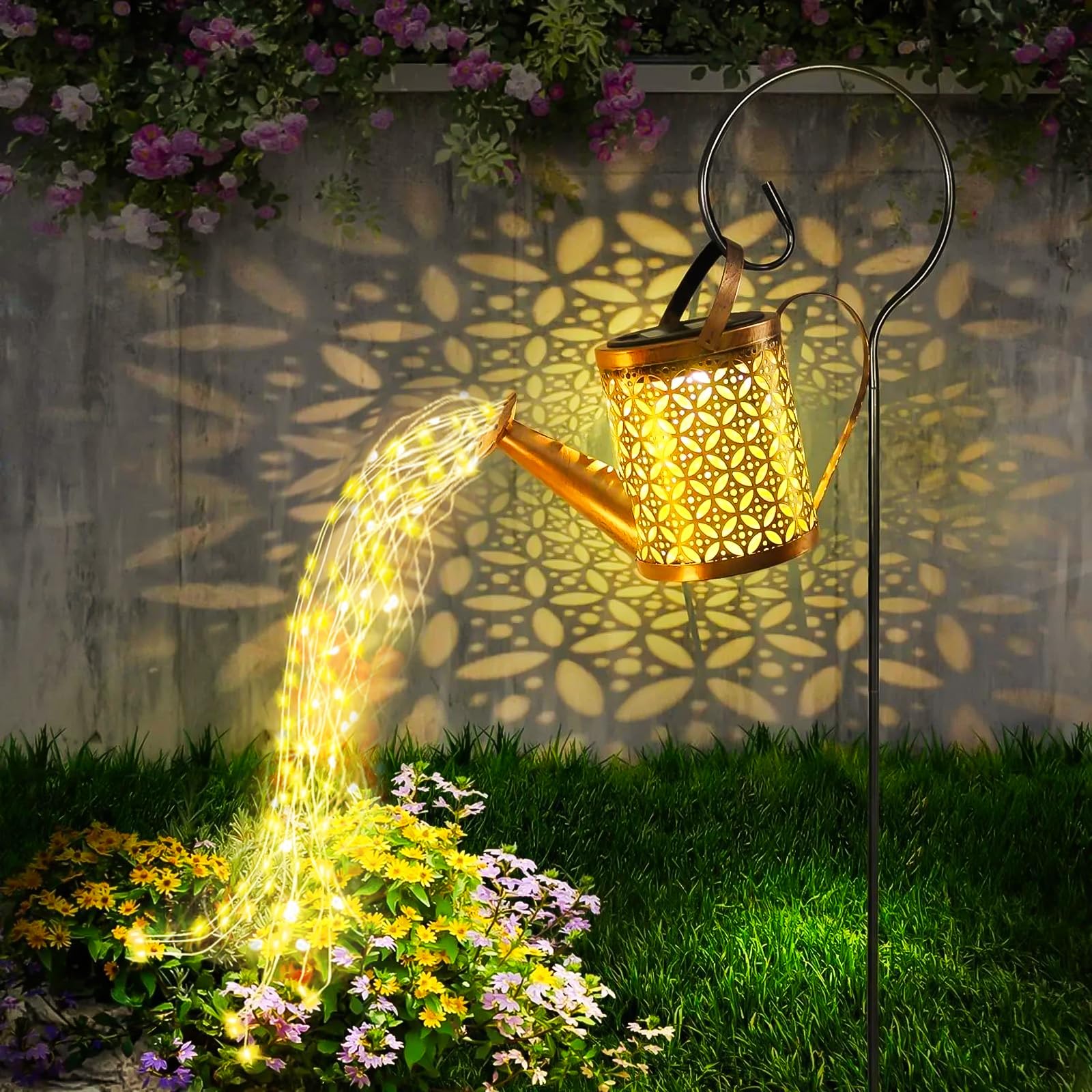 Solar Gießkanne Gartenleuchte – Vintage Lichtdeko mit Sternenregen für Außen
