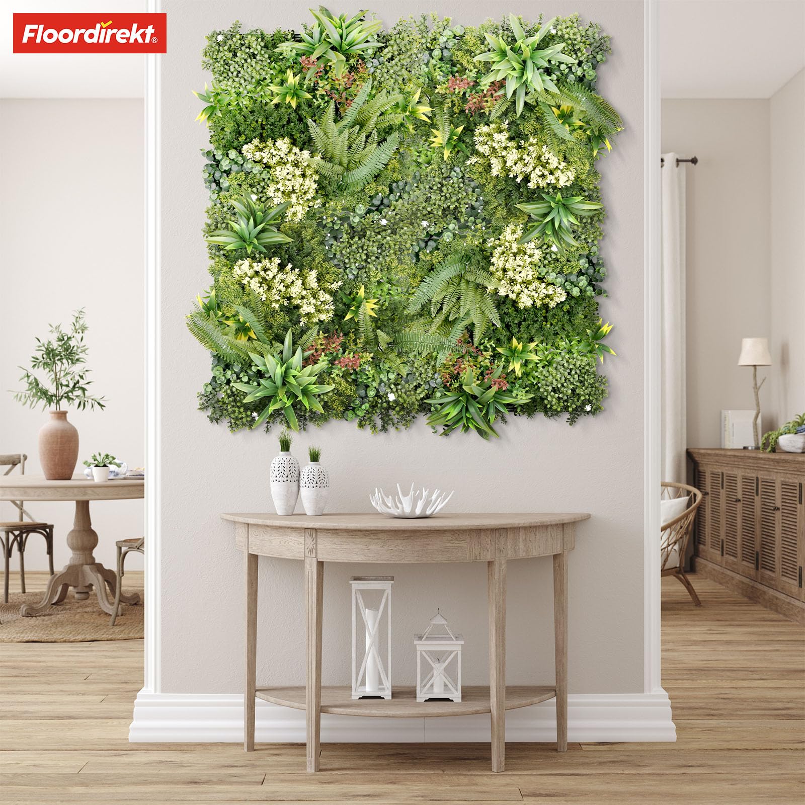 Floordirekt Pflanzenwand 50x50 cm – Kunstpflanzen für Wand &amp; Balkon
