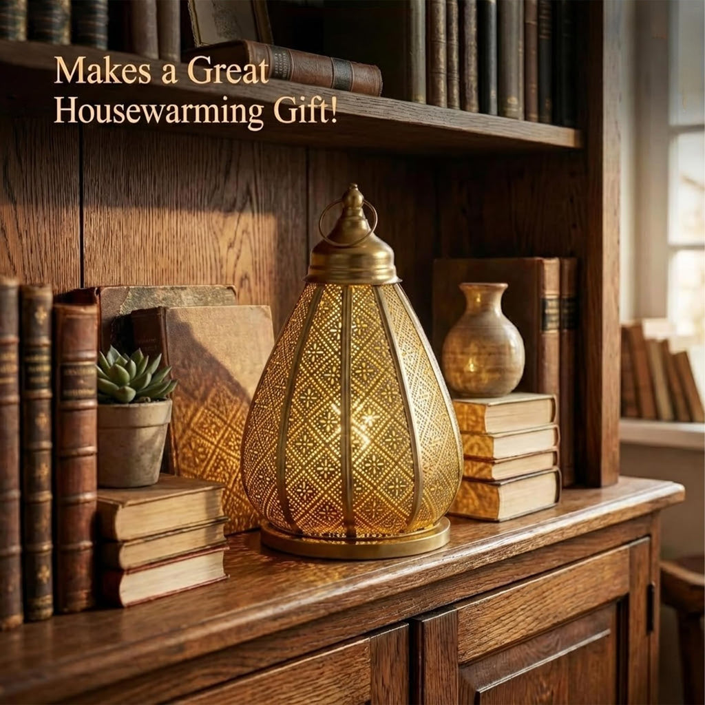 Marokkanische Vintage Metall Lampe – Orientalische Tischlampe für Wohnzimmer, Schlafzimmer & Deko