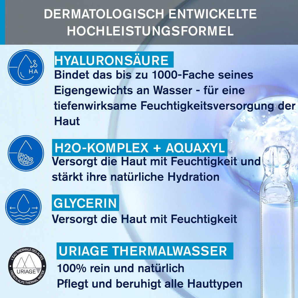 Uriage Thermale Water Jelly Gel – 24h Feuchtigkeit für normale & Mischhaut, kühlend & leicht, 40 ml
