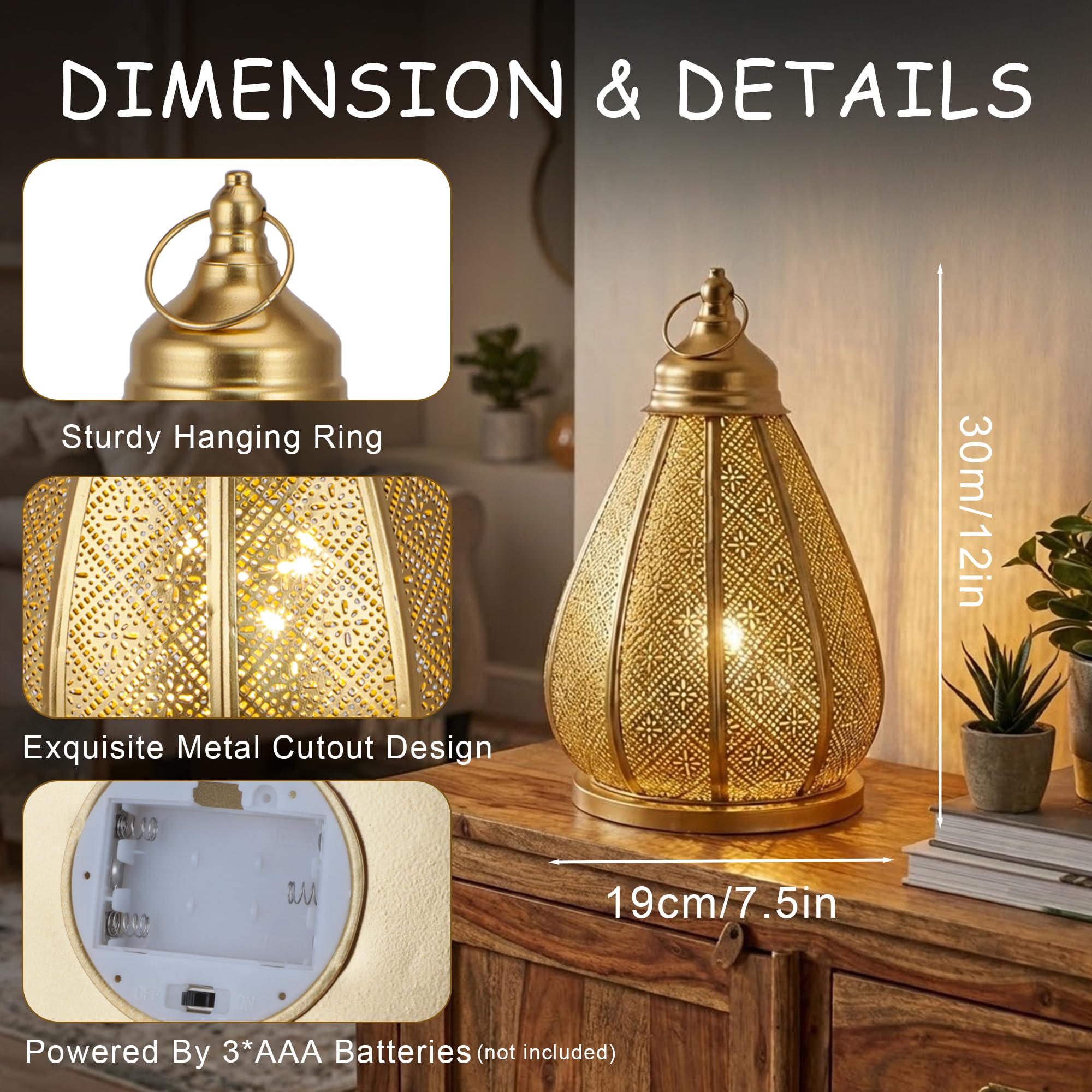 Marokkanische Vintage Metall Lampe – Orientalische Tischlampe für Wohnzimmer, Schlafzimmer & Deko