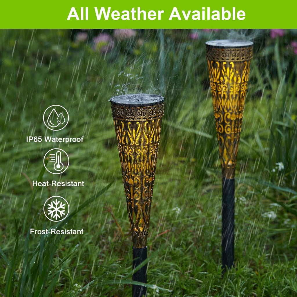 GEARLITE Solarleuchten Garten Set 4 Stück – LED Außenlampen warmweiß IP65 Balkon Terrasse
