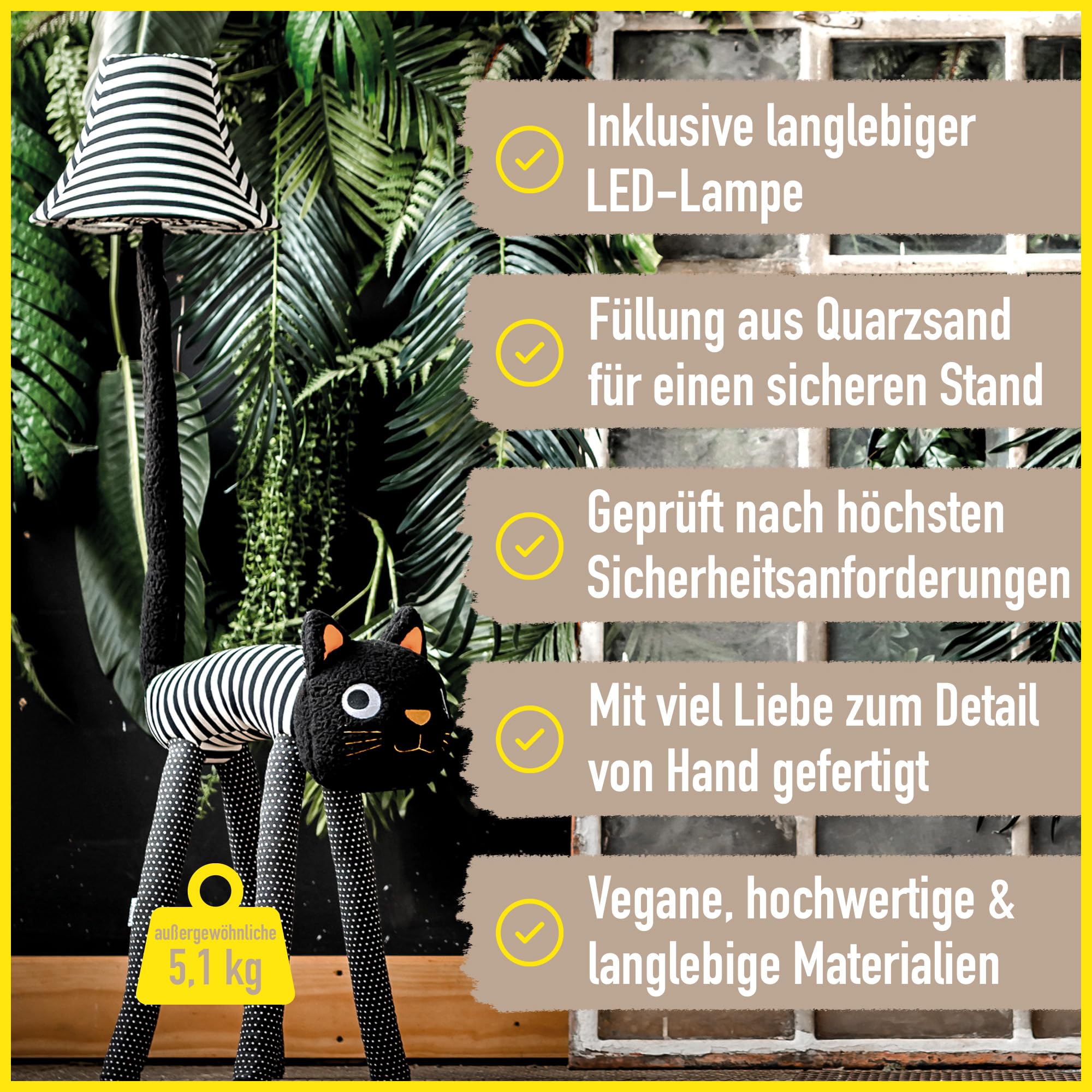 Happy Lamps Luna LED Stehlampe Kinderzimmer | Katze in Handarbeit