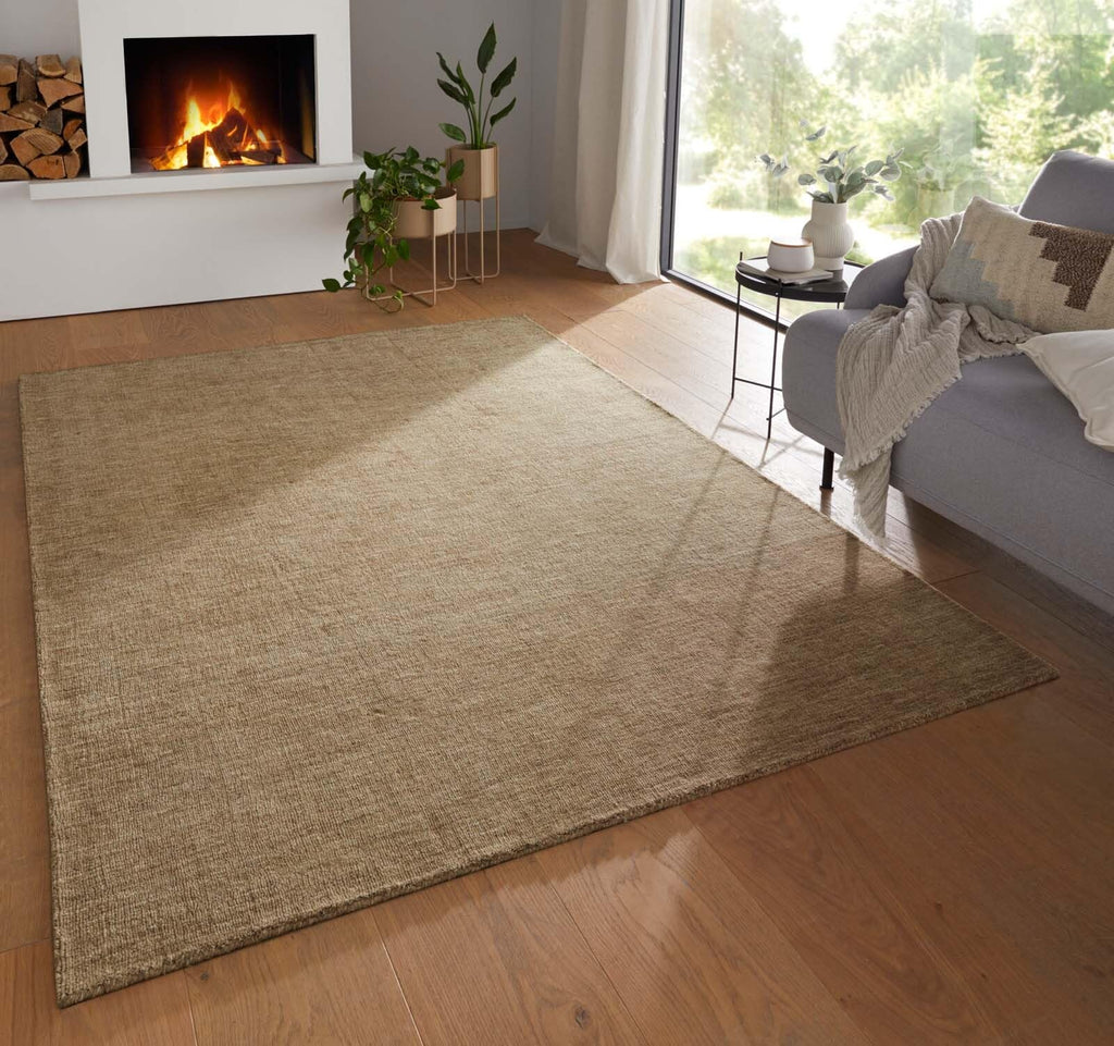 Wollteppich Beige – Hochwertiger Luxus Teppich für Wohnzimmer & Schlafzimmer