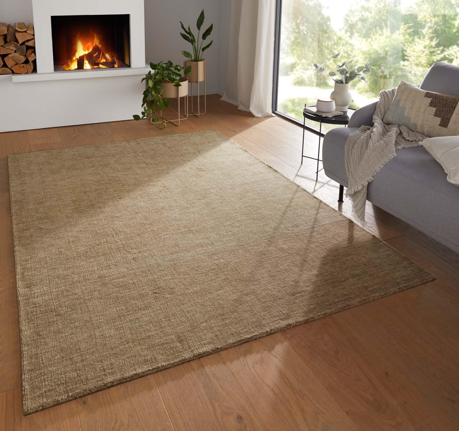 Wollteppich Beige – Hochwertiger Luxus Teppich für Wohnzimmer & Schlafzimmer