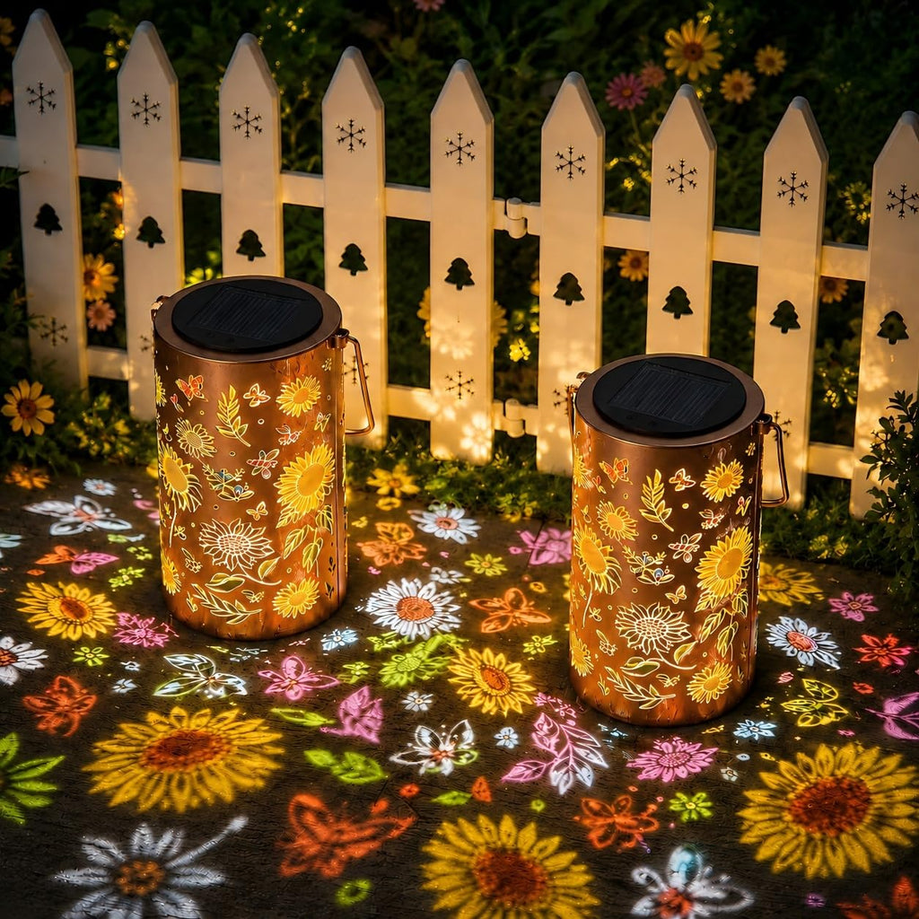Sonnenblumen Solarlampe Hängend 2er Set – Bunt, IP65, Gartendeko Balkon & Terrasse