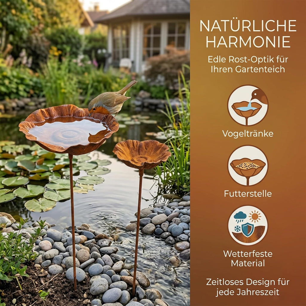 Huicare Regenfänger Gartenstecker Rost Vintage – Insektentränke Eisen Deko