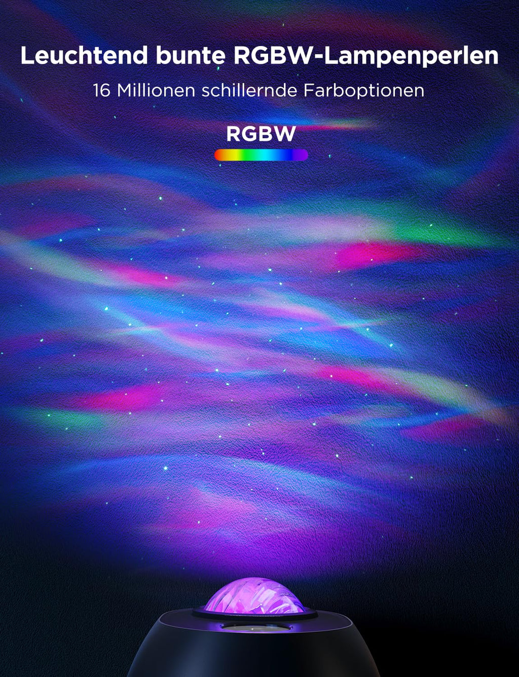 RGBW Sternenhimmel Projektor mit Alexa – Aurora Galaxy Lampe mit 52 Szenen für Schlafzimmer