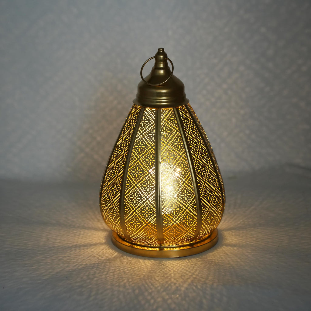 Marokkanische Vintage Metall Lampe – Orientalische Tischlampe für Wohnzimmer, Schlafzimmer & Deko