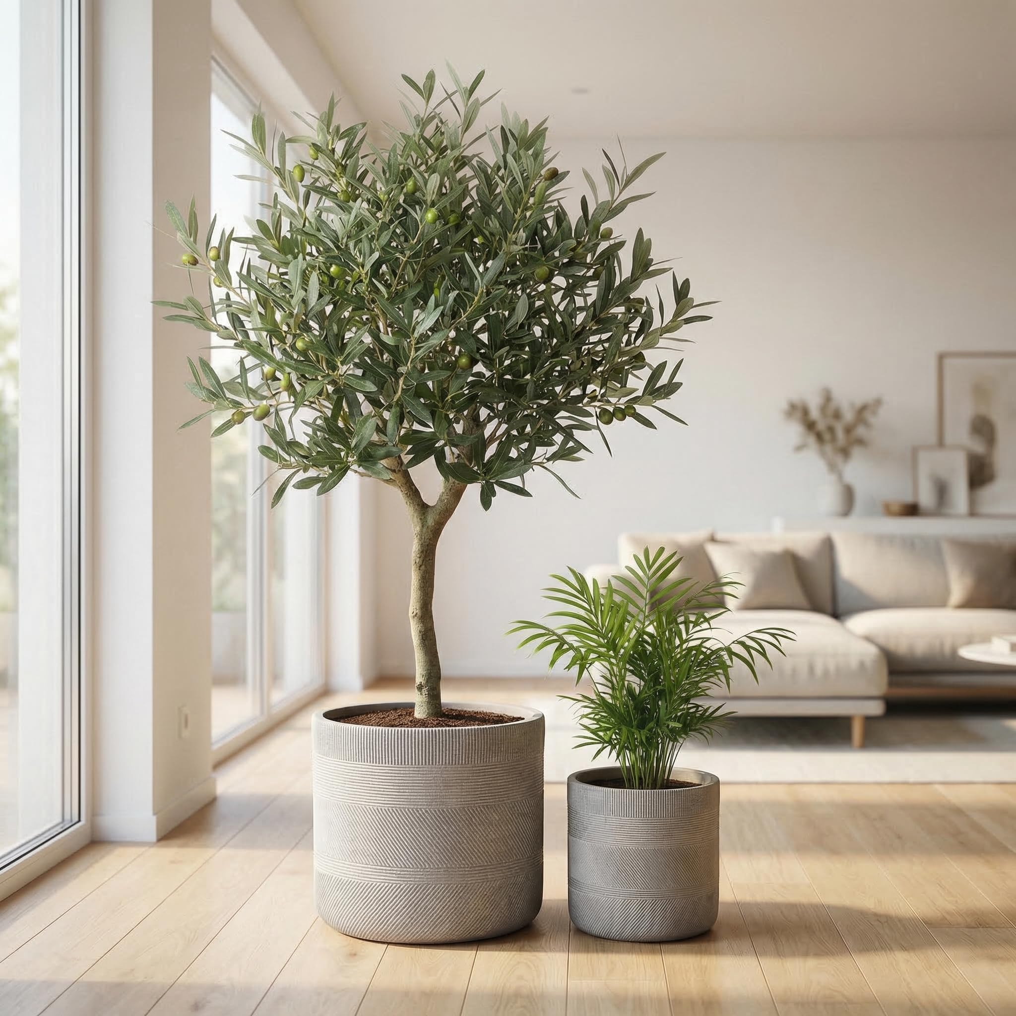 Pflanzkübel 2er Set XL Grau Betonoptik – Innen & Außen Fiberglas
