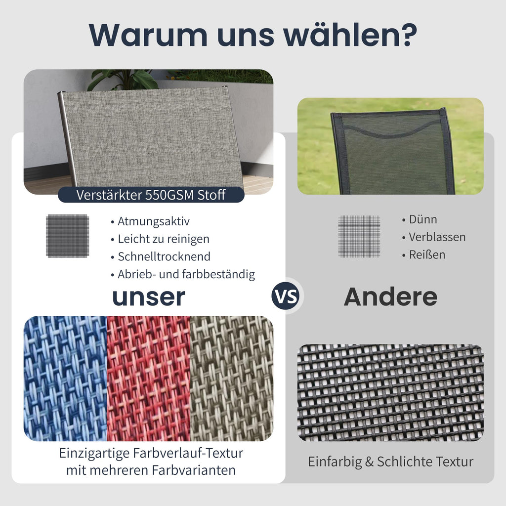 PHI VILLA Gartenmöbel Set für 6 Personen – Wetterfestes Outdoor Essgruppe