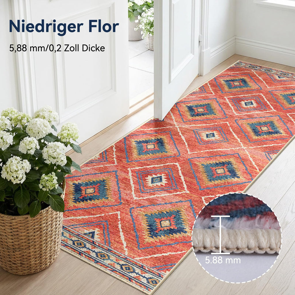 Teppich Läufer 60x300 cm – Rutschfester Flur- & Küchenläufer Waschbar