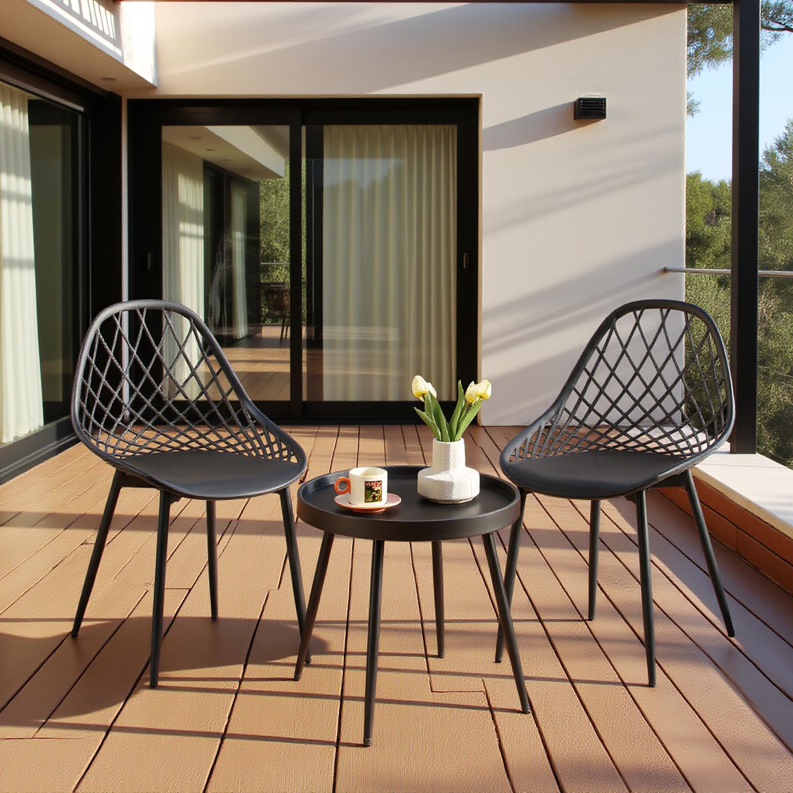 Balkonmöbel Set für 2 Personen – Bistrotisch mit 2 Stühlen, modern & platzsparend