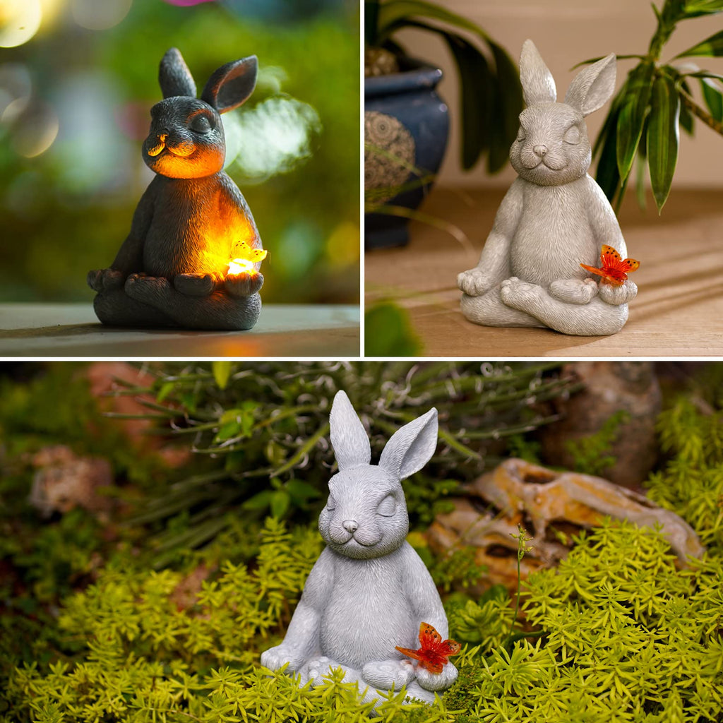 Yoga Hase Gartenfigur – Meditierende Kaninchen Deko für Garten, Balkon & Ostern