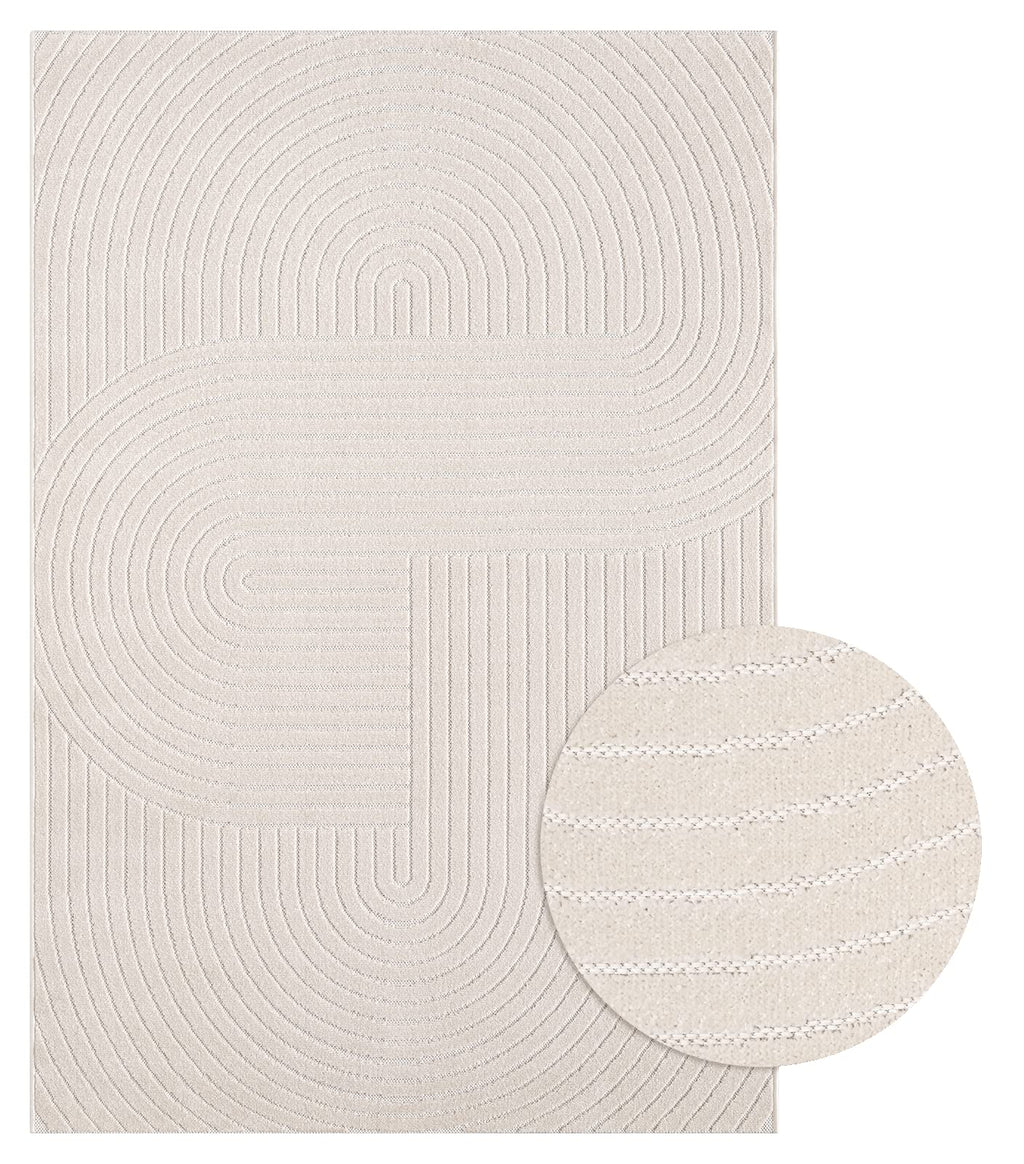 Outdoor Teppich Creme – Moderner Balkon & Terrasse Teppich wetterfest