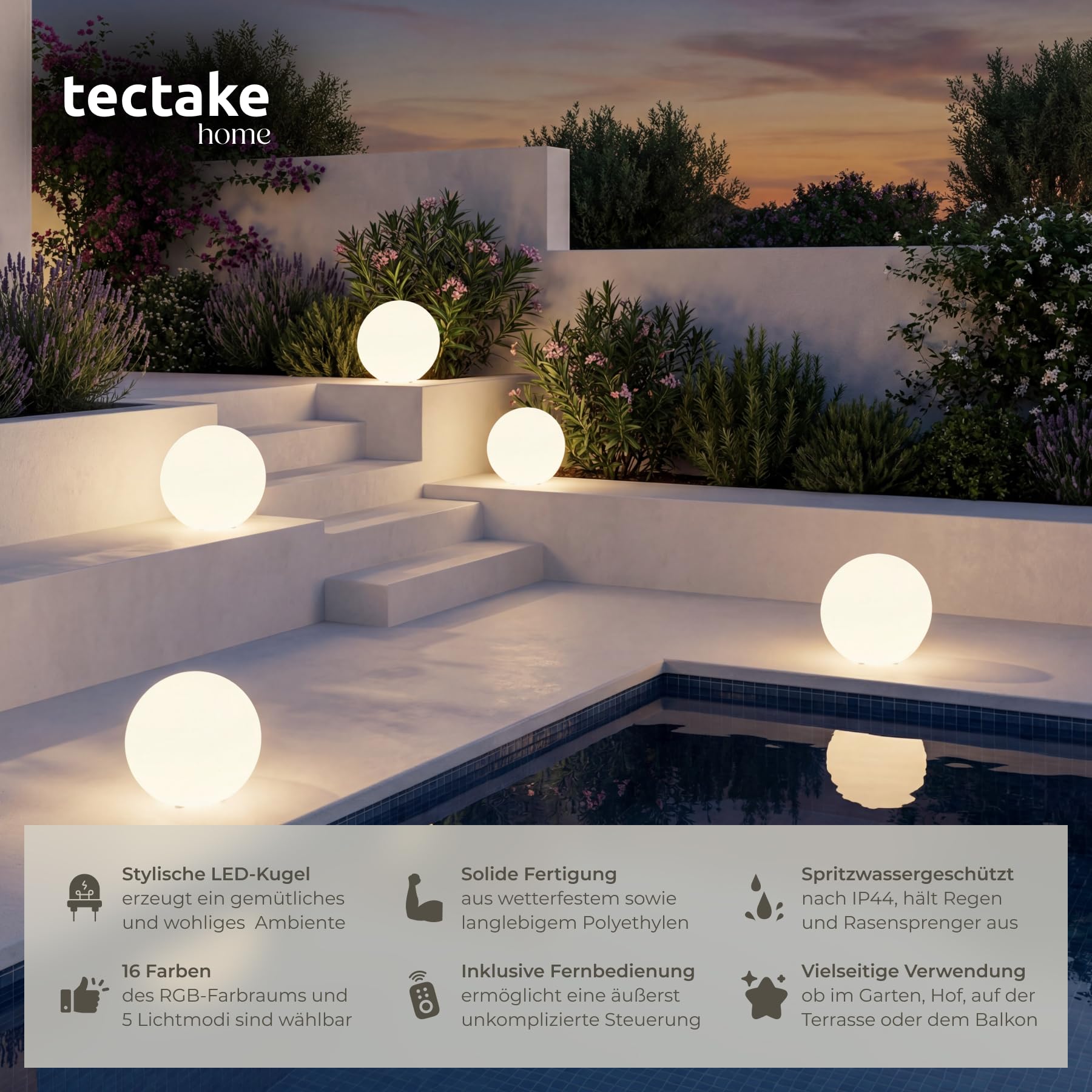 Solarlampen Außen Set – LED Solarkugeln für Garten, Terrasse & Balkon Warmweiß