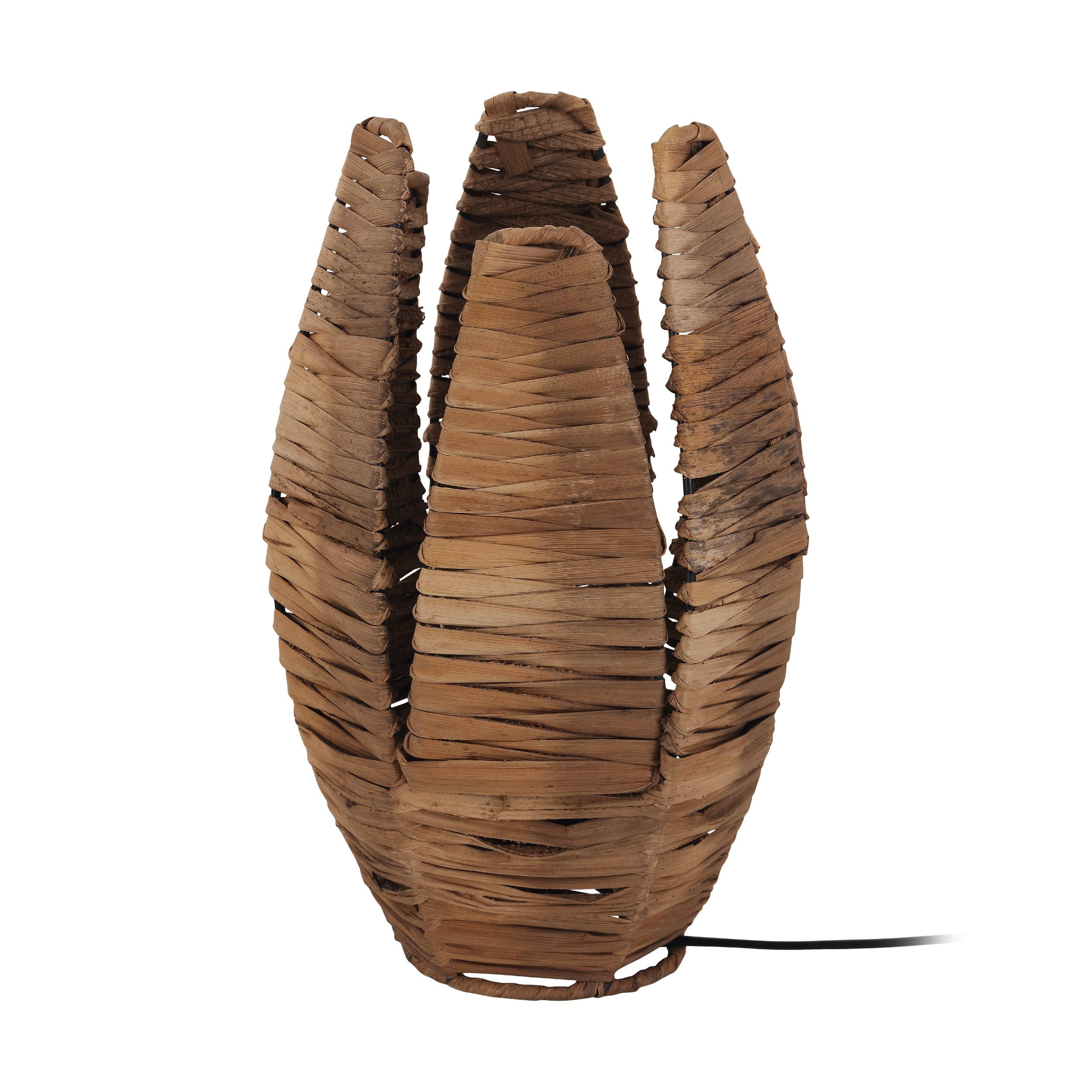 EGLO Tischlampe Mongu 1 – Boho Nachttischlampe aus Bast & Stahl, E27, Natur/Schwarz