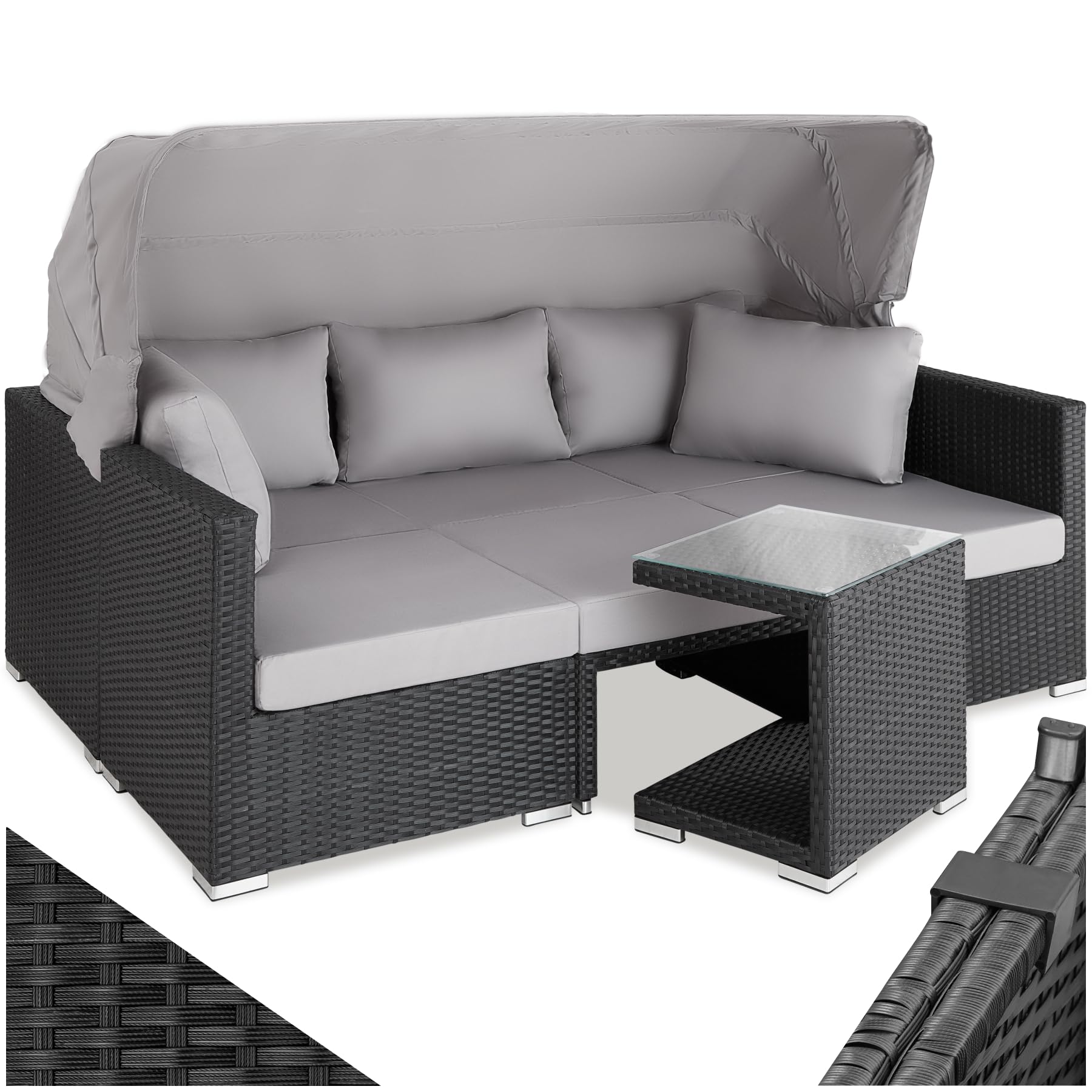 tectake Rattan Sonneninsel Lounge Set – Sofa, Sessel, Hocker &amp; Tisch